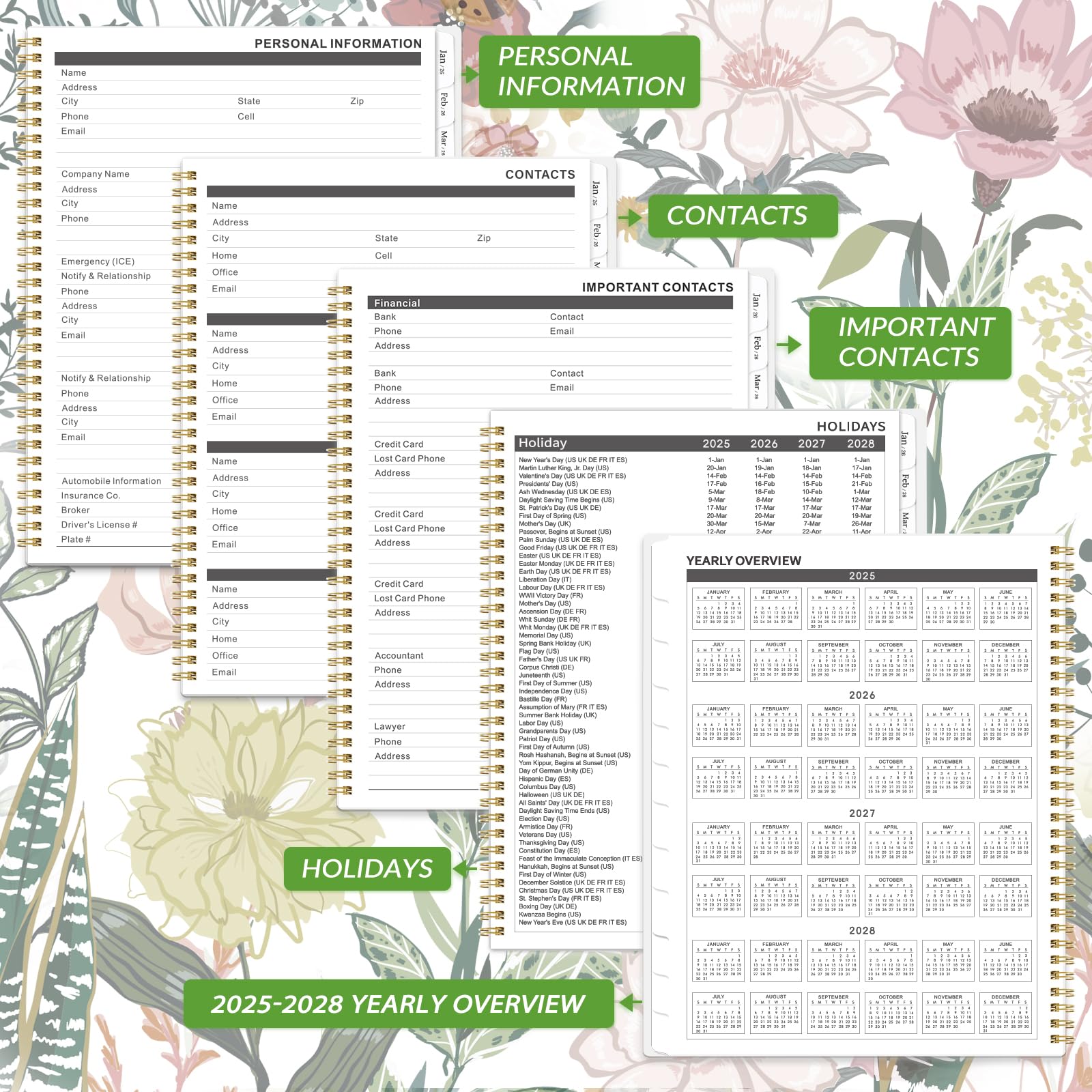 2025-2028 Monthly Planner Calendar | 3 Year Academic Planner (July 2025 - June 2028) | 9
