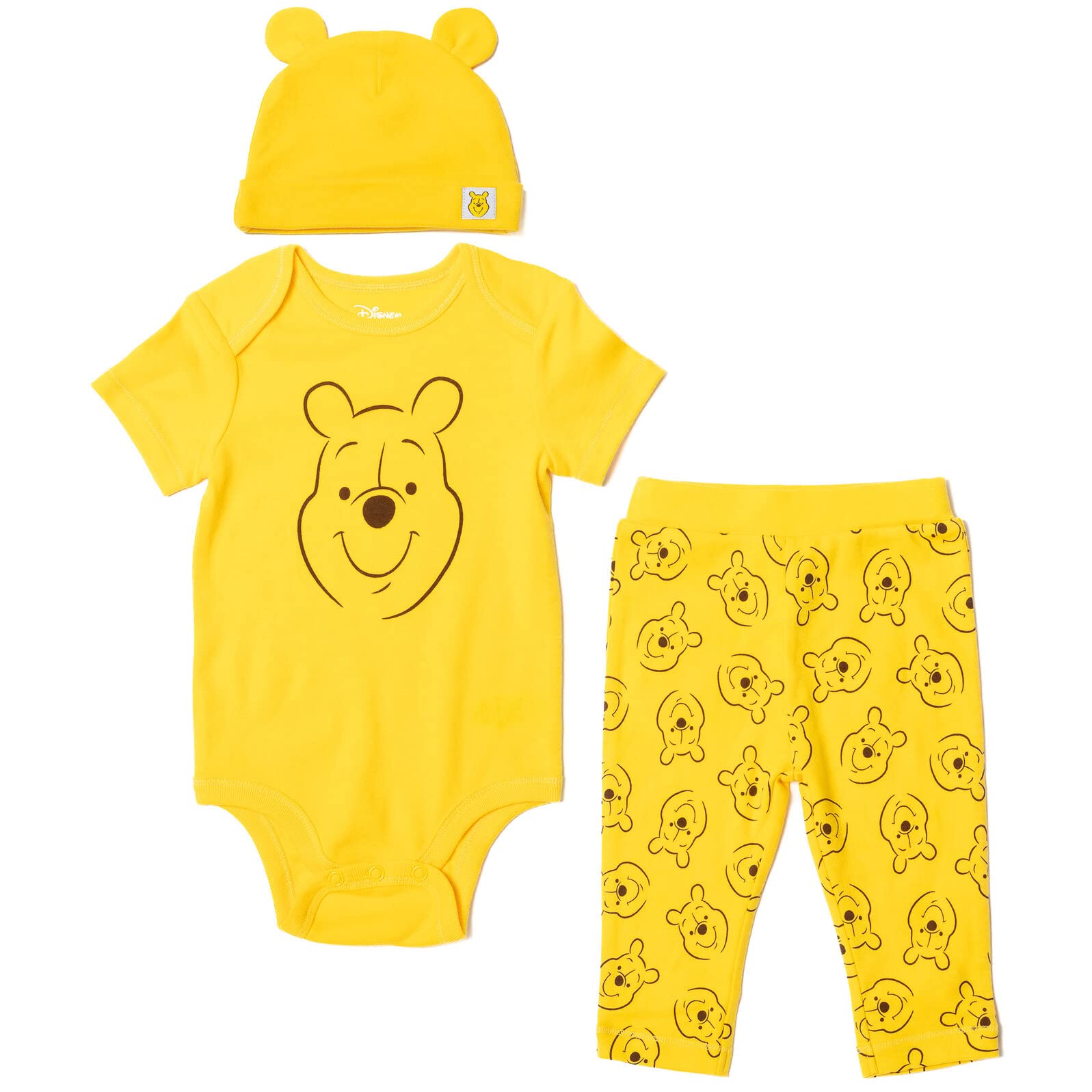 Disney Baby Outfit Set - Mickey Mouse, Minnie Mouse, Lion King & Winnie The Pooh 3-Piece Bodysuit, Pants & Hat for Newborn to Infant | Perfect for Photo Shoots, Birthday Gifts & Daily Wear