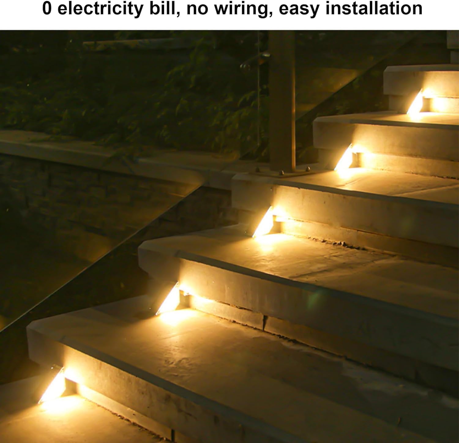 Solar Step Lights for Outdoor Stairs - Waterproof IP67 Triangle Deck Lights with Auto On/Off - Warm White LED for Steps, Yard, Garden, Pathway - Perfect for Patio, Porch, and Landscape Lighting (4 Pack)