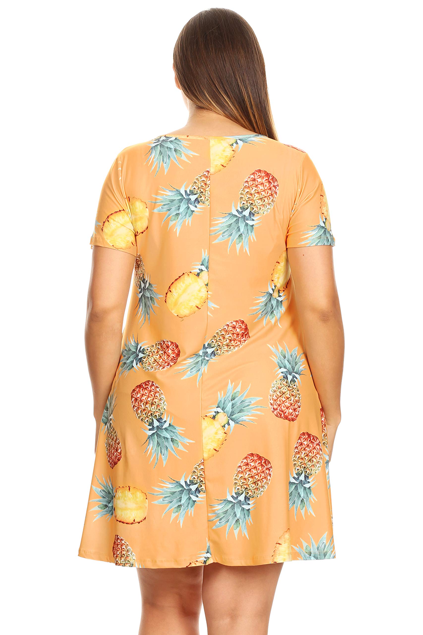 ICONOFLASH Women's Floral Print Casual Summer Dress with Pockets - Short Sleeve Comfortable A-Line Dress for Beach, Vacation & Daily Wear