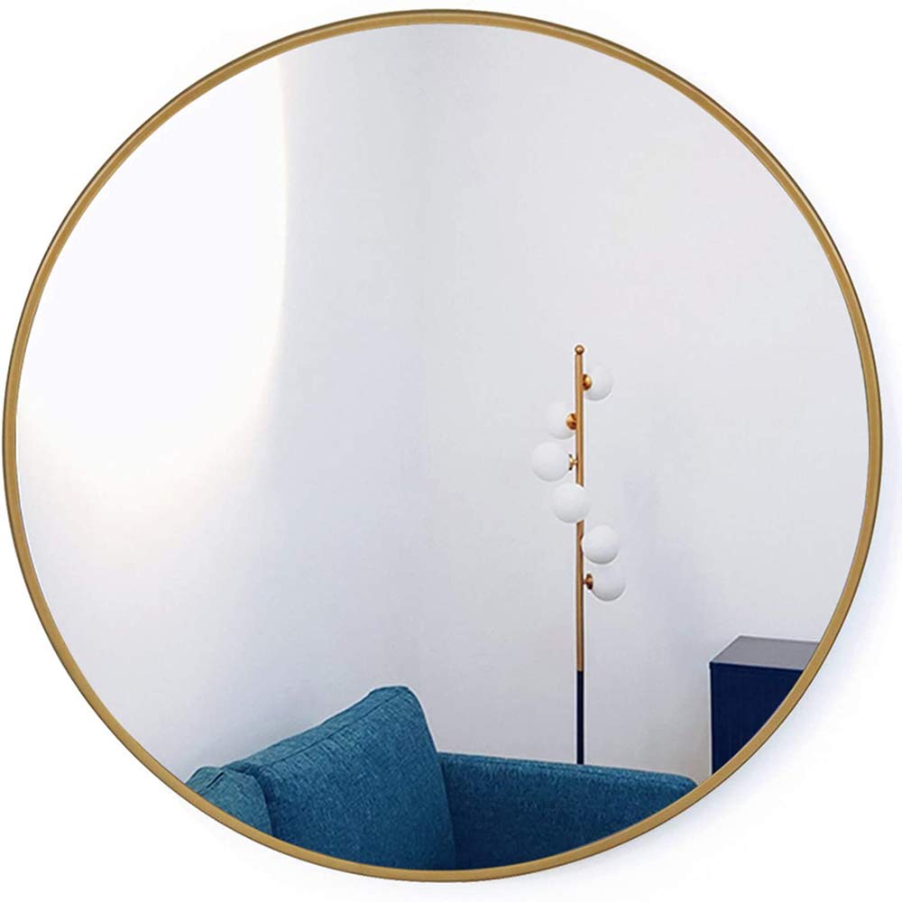 DHWH Round Wall Mirror - Aluminum Bathroom Mirror with Shaving Function, Nordic Style for Bathroom, Bedroom & Porch (Black/White/Gold) - Perfect for Grooming, Home Decor & Small Space Illusion