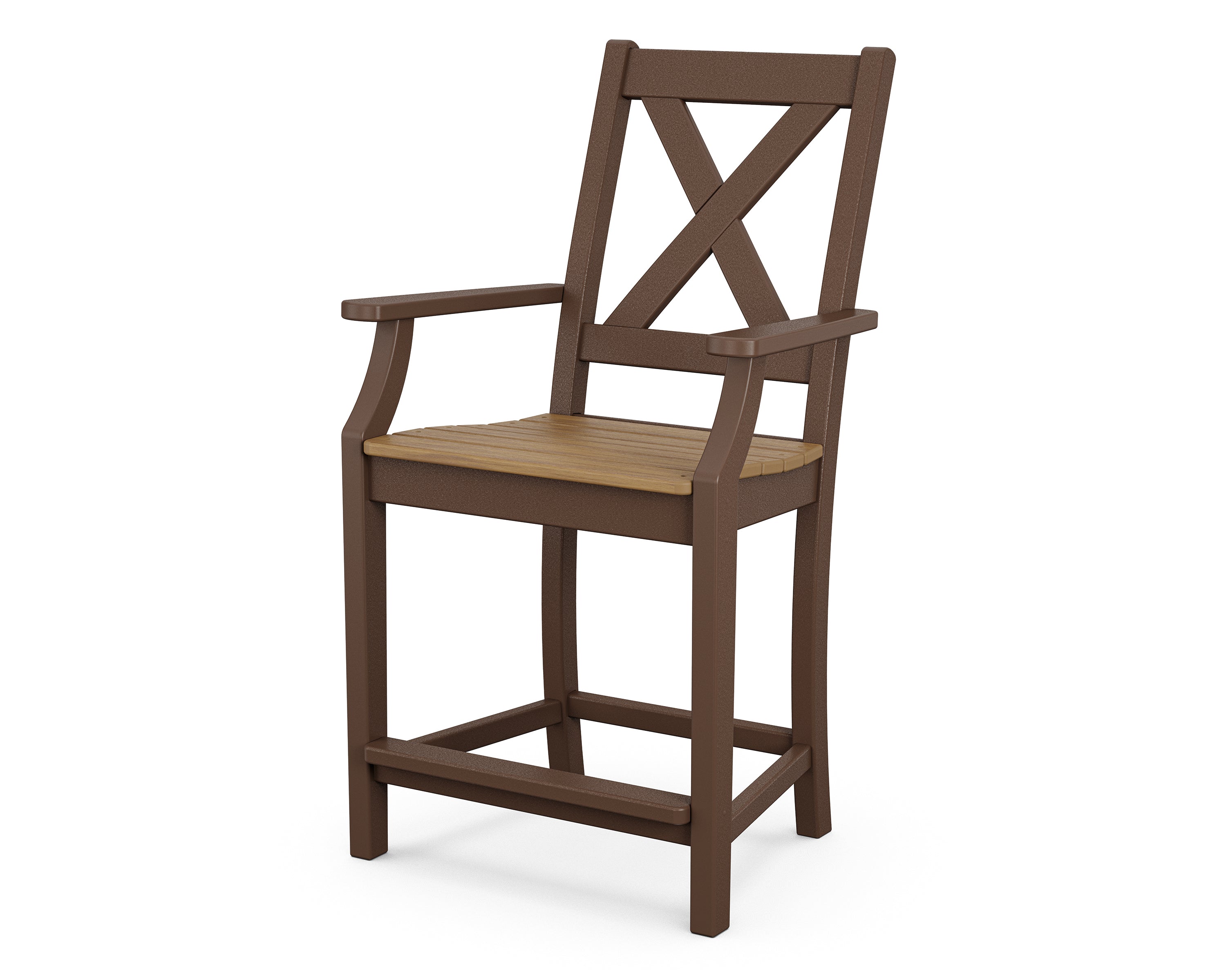 POLYWOOD Braxton Counter Height Arm Chair - Durable Outdoor & Indoor Bar Stool for Kitchen, Patio, and Dining - Weather-Resistant & Comfortable Seating