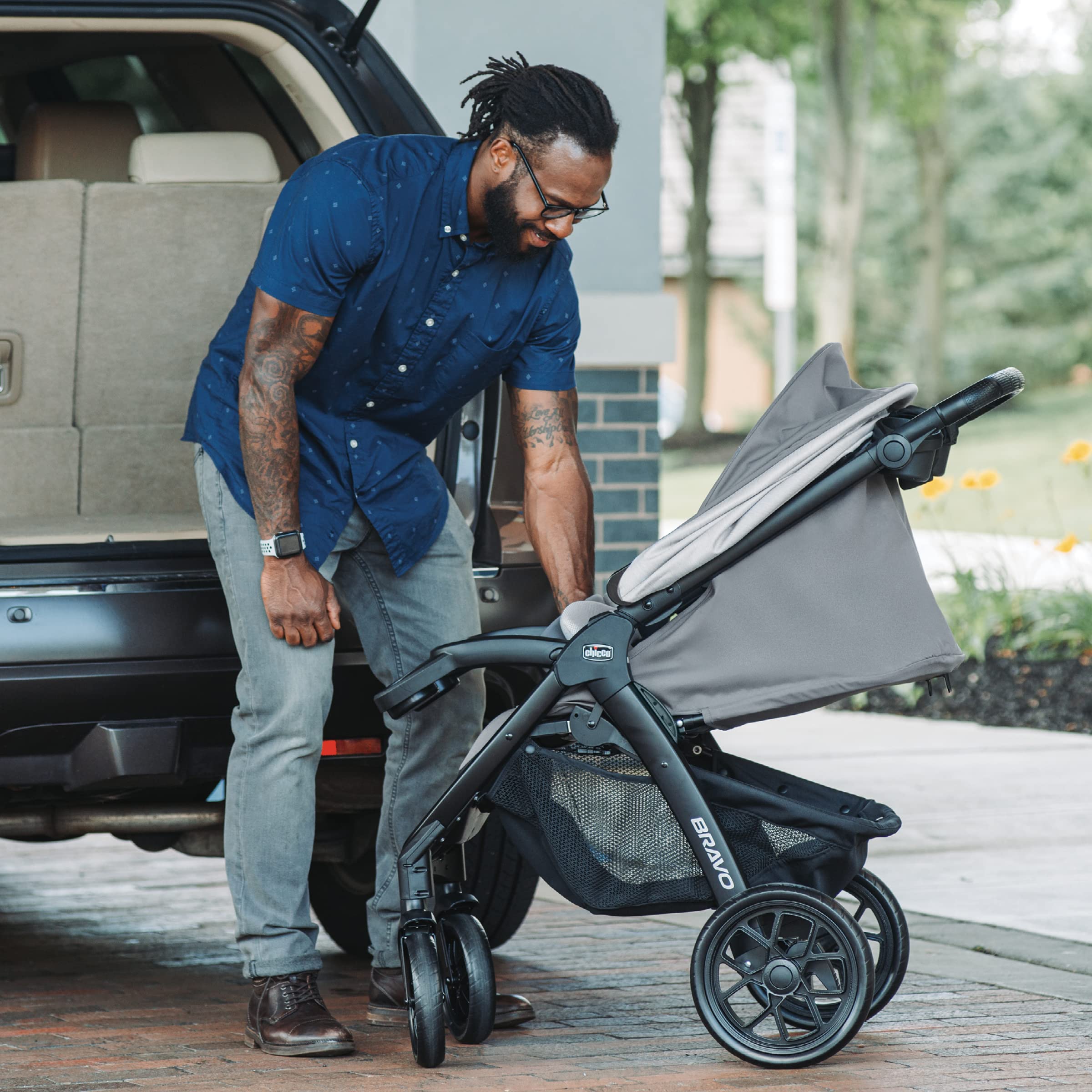 Chicco Bravo LE Trio Travel System - Quick-Fold Stroller with KeyFit 30 Zip Infant Car Seat Combo | Driftwood Grey | Perfect for Newborns, Travel & Everyday Use