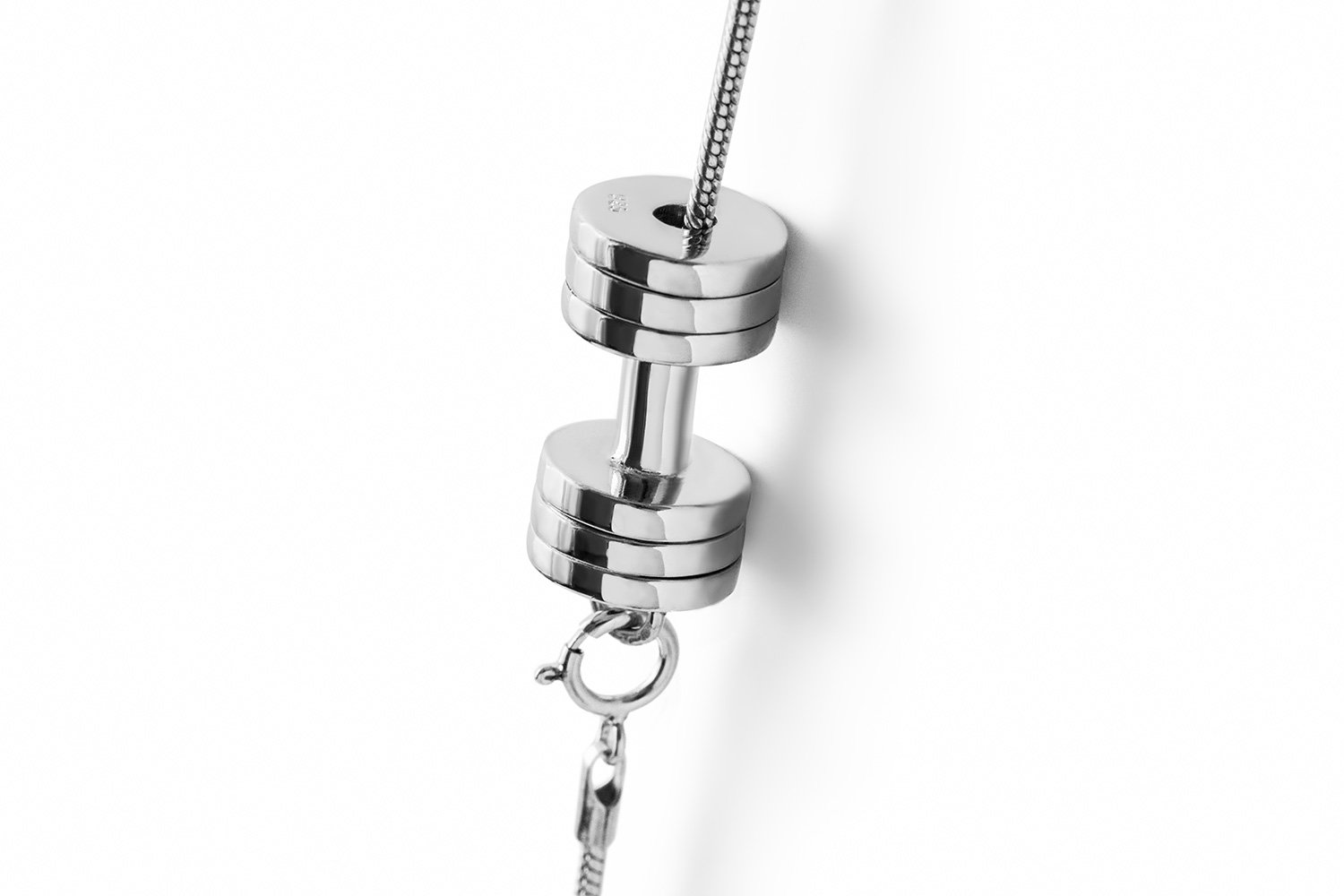 Sterling Silver Dumbbell Necklace for Women - Gym Jewelry for Fitness Lovers - Perfect for Workouts, Gym Sessions & Everyday Wear
