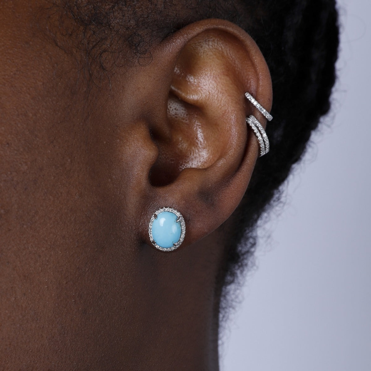 14K White Gold Oval Opal & Diamond Halo Earrings for Women - Elegant Jewelry Gift for Wedding, Anniversary & Special Occasions