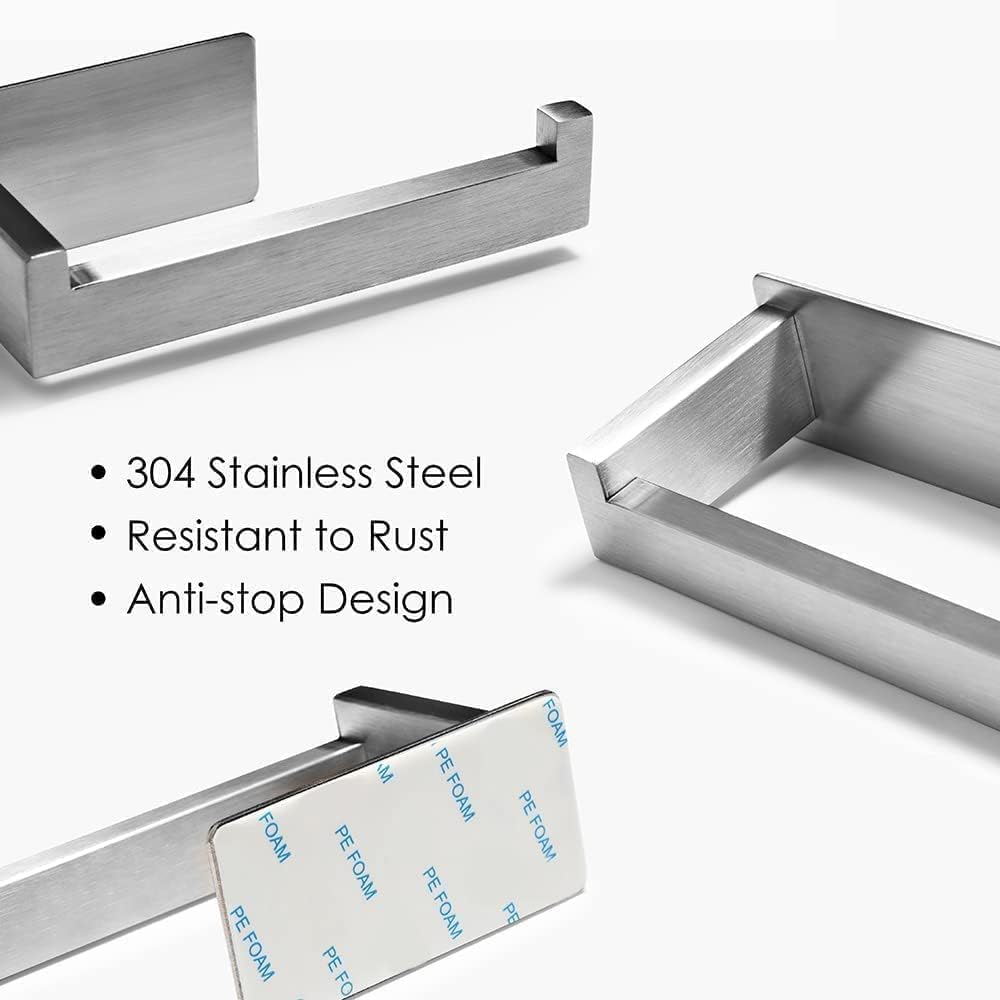 Stainless Steel Wall Mounted Toilet Paper Holder - No Drill Bathroom & Kitchen Toilet Roll Holder | Space-Saving Design for Small Bathrooms & Modern Kitchens