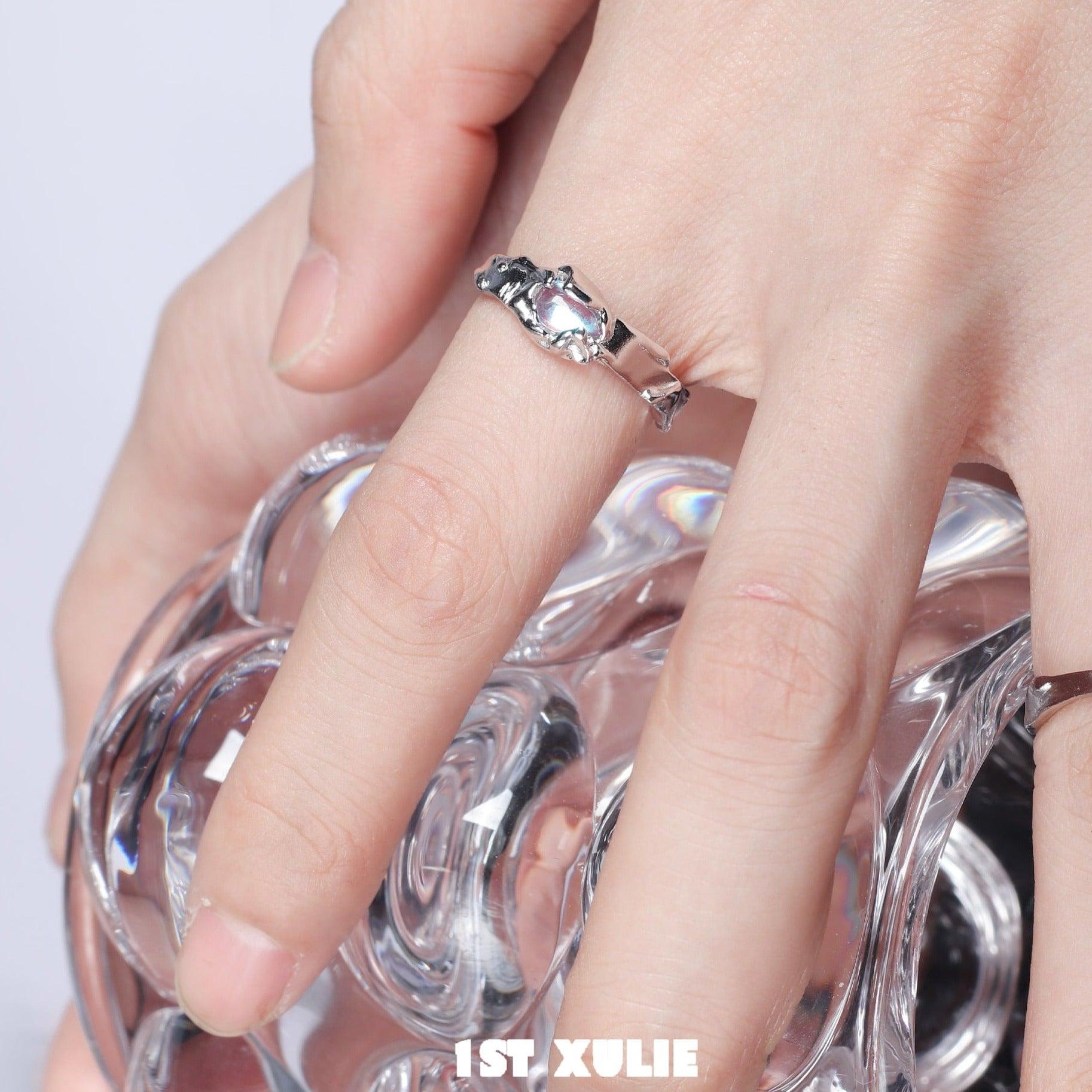 Moonstone Sterling Silver Adjustable Opening Ring for Women | Elegant Boho Jewelry for Everyday Wear & Special Occasions
