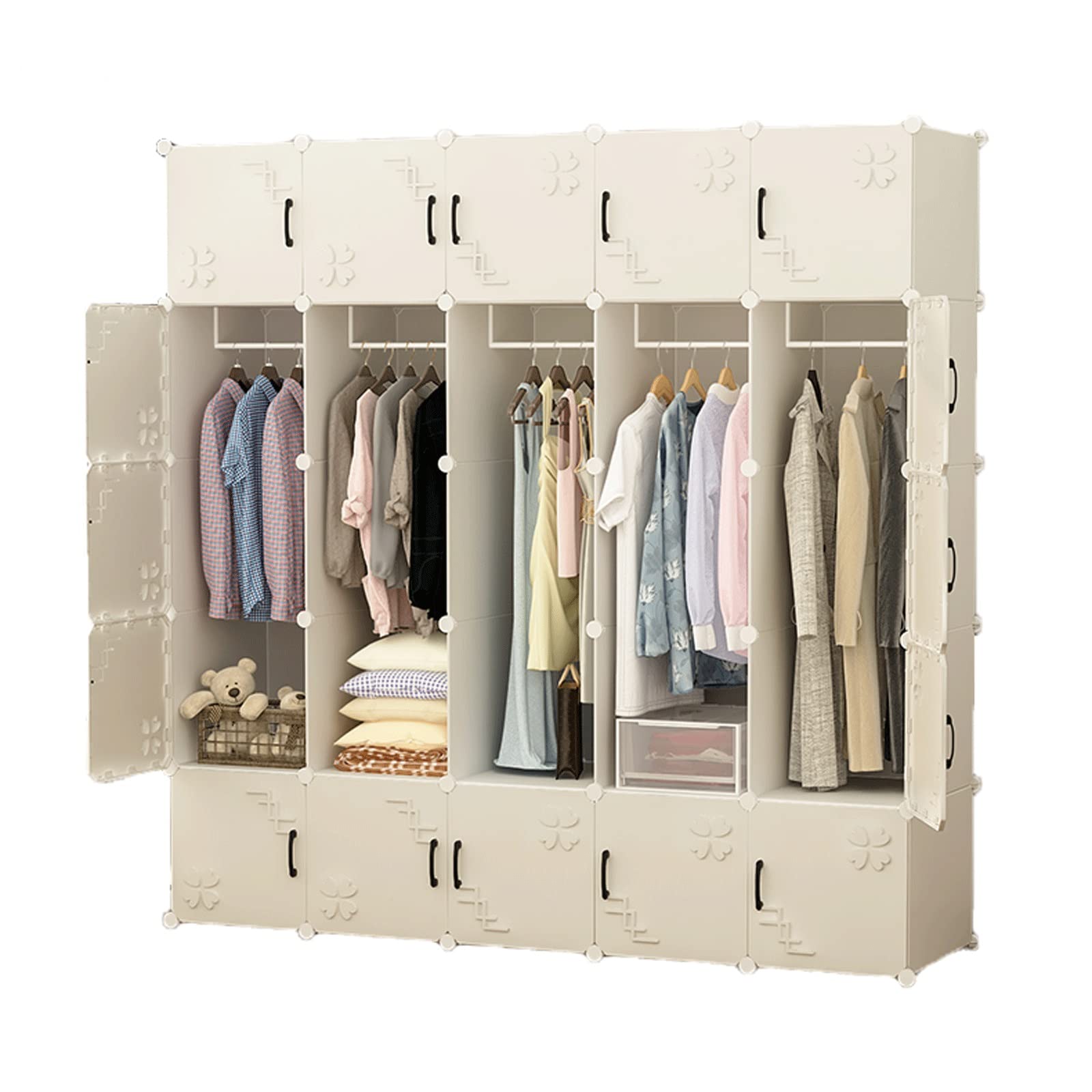 Portable Wardrobe Closet Organizer - 6-Cube Storage Cabinet for Bedroom, Clothes & Accessories | Space-Saving Armoire Dresser for Small Spaces, Dorm, Apartment & Travel Use