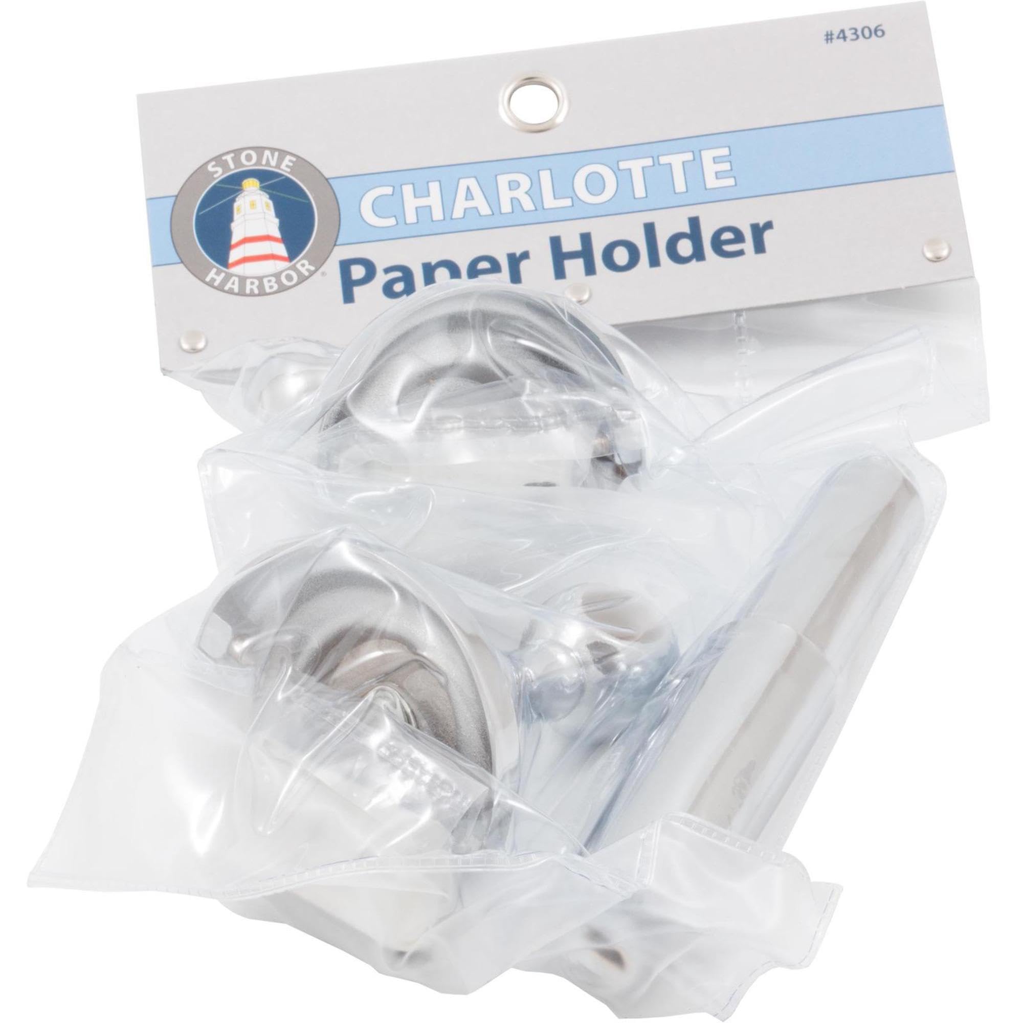 Stone Harbor Hardware Charlotte Paper Holder in Polished Chrome - Stylish Bathroom or Office Tissue Dispenser for Modern Spaces