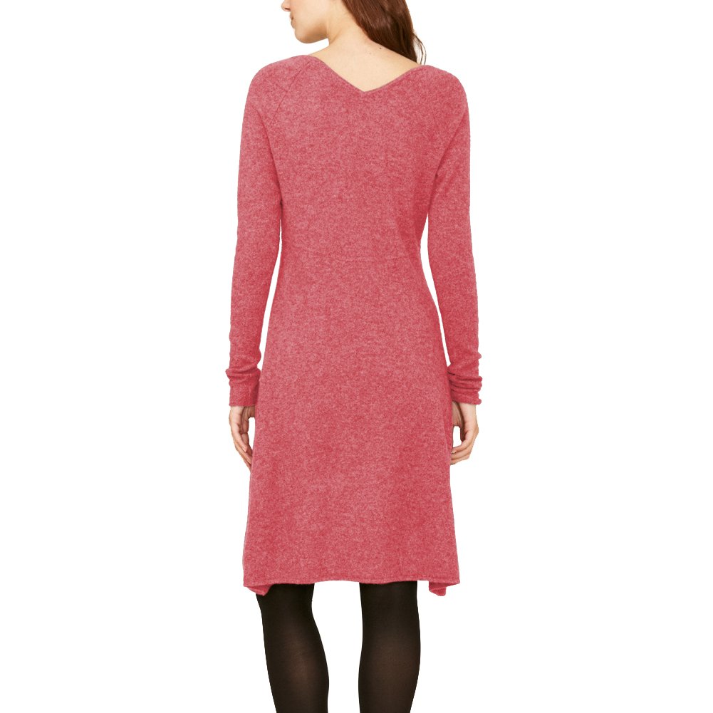 Parisbonbon Women's 100% Cashmere V-Neck Sweater Dress - Soft Coral Pink, Plus Size 2X - Elegant & Warm for Office, Date Night & Winter Outfits