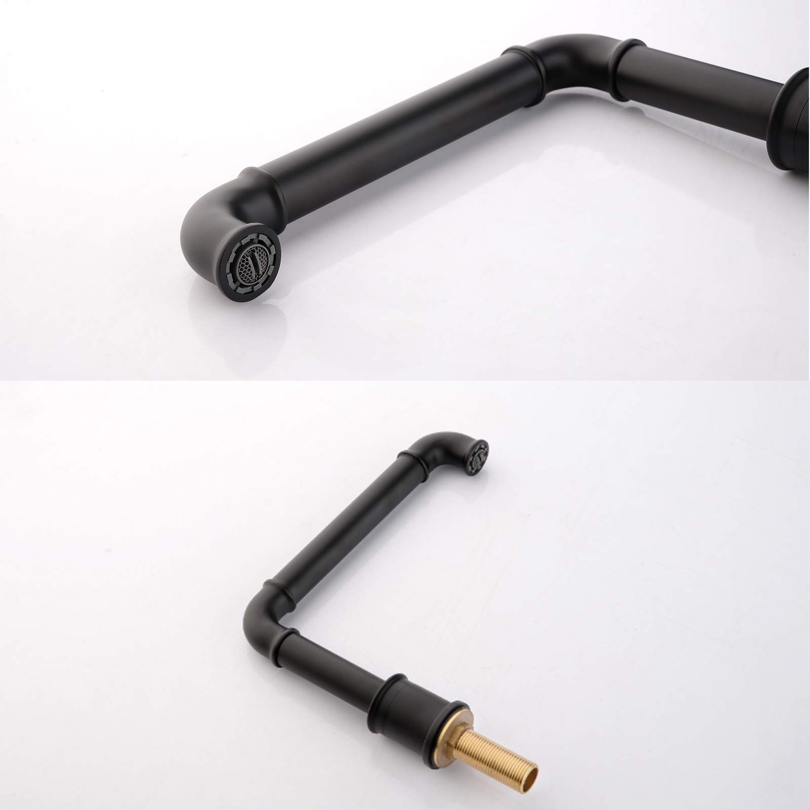 Industrial Style Black Brass Widespread Bathroom Faucet - Double Handle 3 Hole Deck Mounted Sink Mixer Tap with Hot/Cold Water - Perfect for Modern Vanity & Lavatory (Home, Hotel, Restaurant Use)