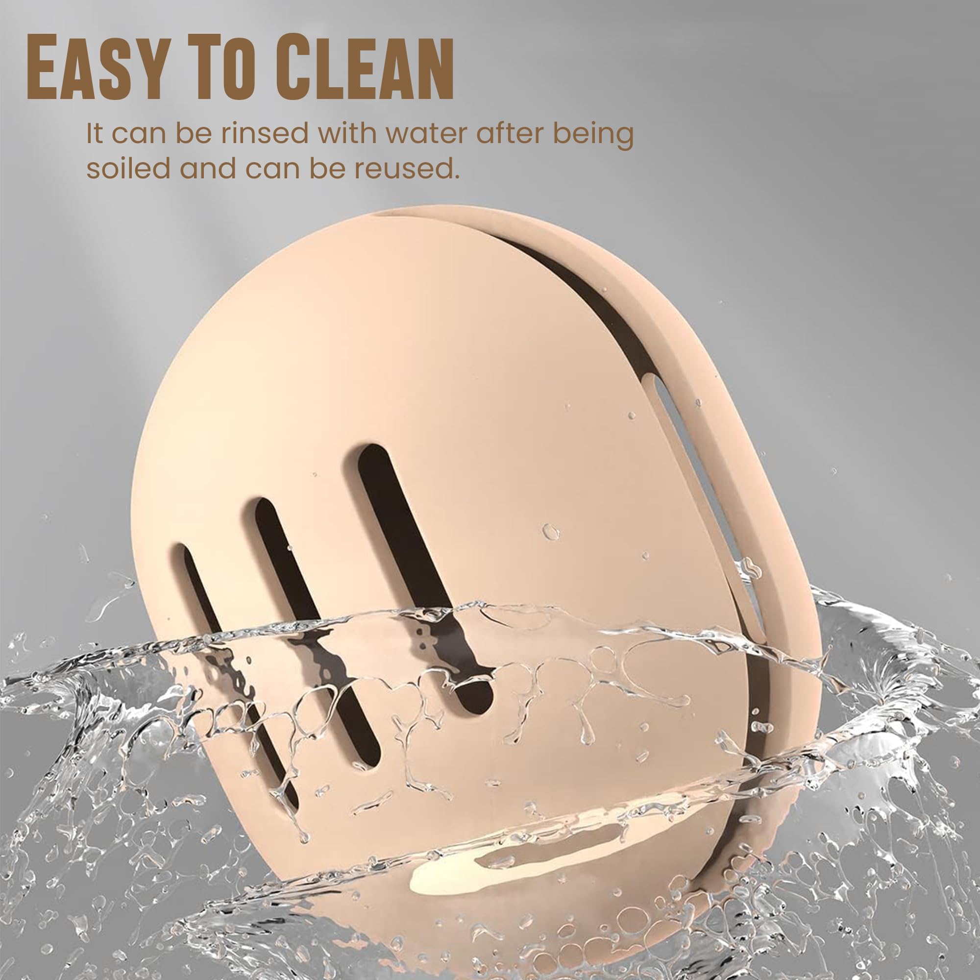 Homeaura Silicone Makeup Sponge Holder - Double Sided Breathable & Shatterproof Beauty Blender Case for Travel | Portable Cosmetic Organizer | Pack of 2 (Khaki & Pink) | Perfect for Makeup Artists & On-the-Go Touchups