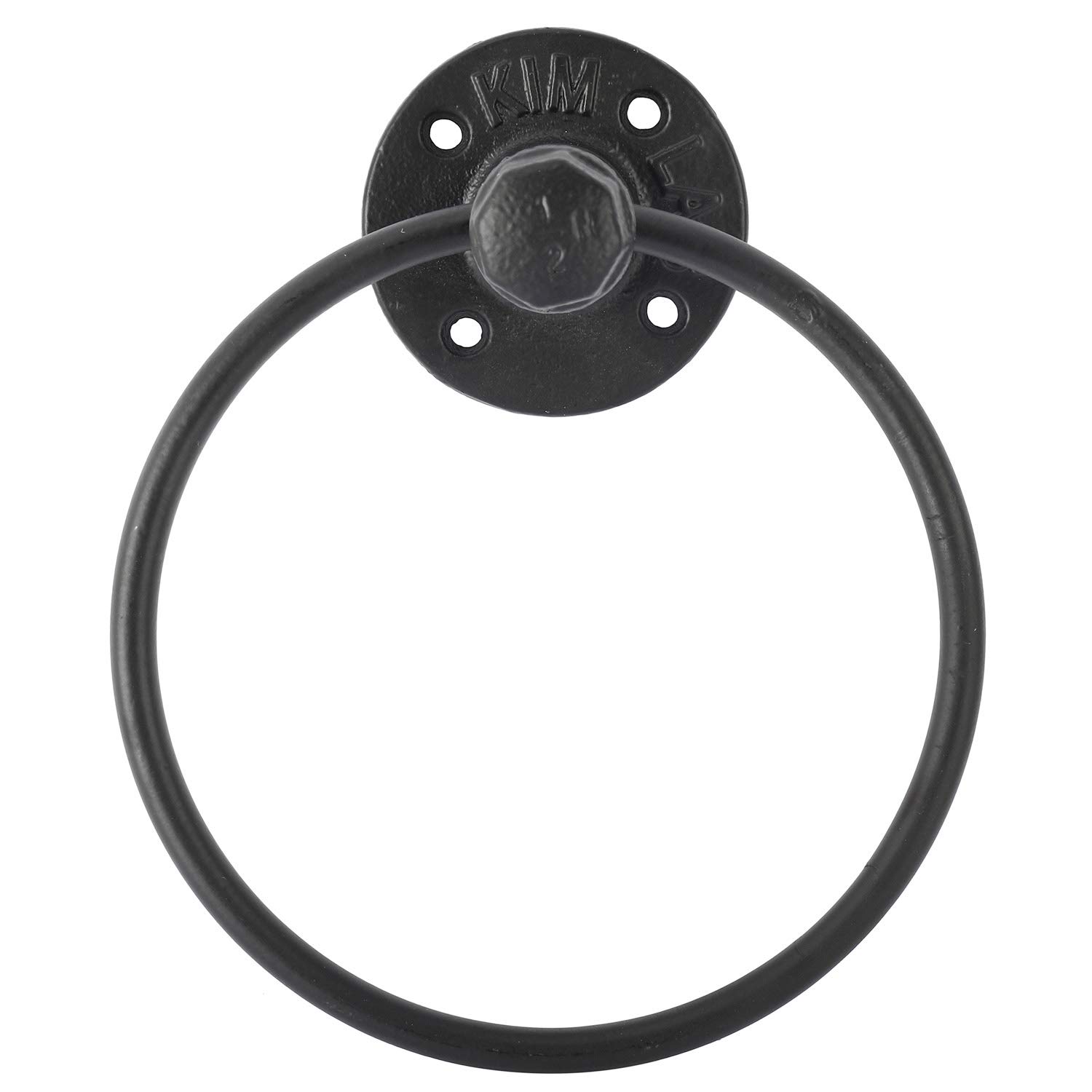 Black Metal Wall Mounted Towel Ring - Farmhouse Style for Bathroom & Kitchen