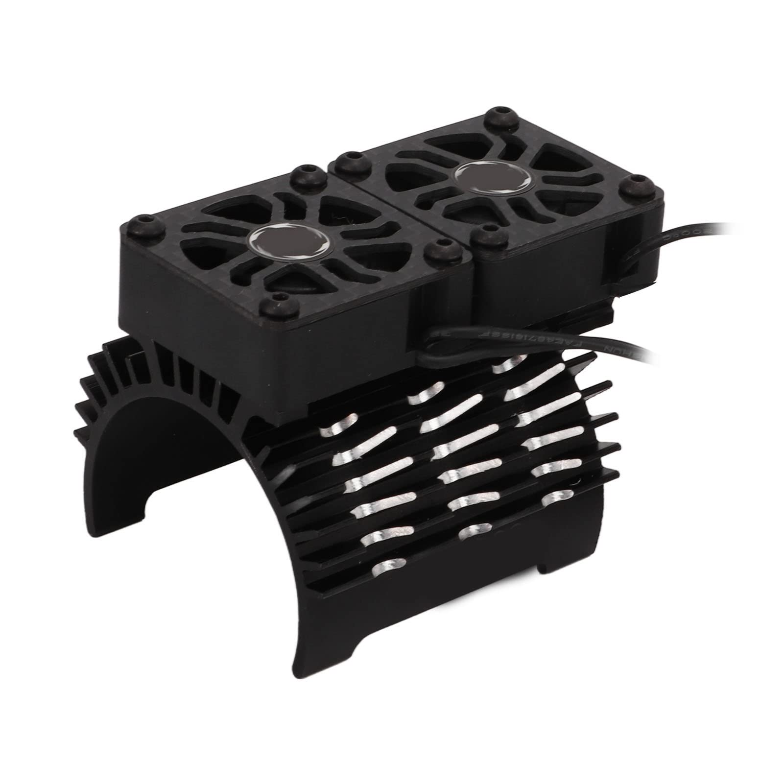 High Performance 40-42mm RC Brushless Motor Cooling Fan - Dual Aluminum Heat Sink for 1/8 Scale Remote Control Cars (Black) | Perfect for Off-Road Bashing, Racing & High-Speed RC Models