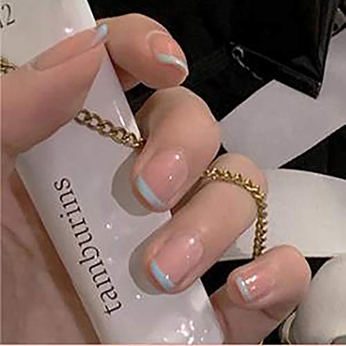 Obmyec Short Pink Press on Nails - French Square Fake Nails with Glossy Finish | 24Pcs Full Cover Acrylic False Nails for Women & Girls | Perfect for Valentine's Day, Parties, Weddings & Everyday Wear