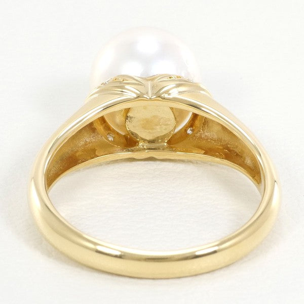 18K Yellow Gold Pearl Diamond Ring for Women - Elegant Bridal Jewelry, Anniversary Gift, Engagement Ring, Wedding Band - Perfect for Special Occasions & Everyday Luxury