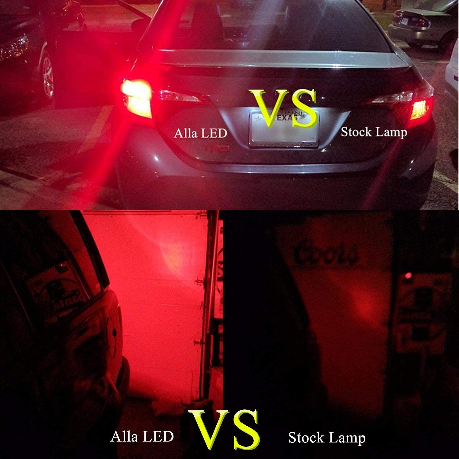 Combo 7440 7443 LED Red Strobe Brake Lights + Amber Yellow Turn Signal Bulbs - 12V Upgrade for Cars, Trucks & Motorcycles - Enhanced Safety & Visibility