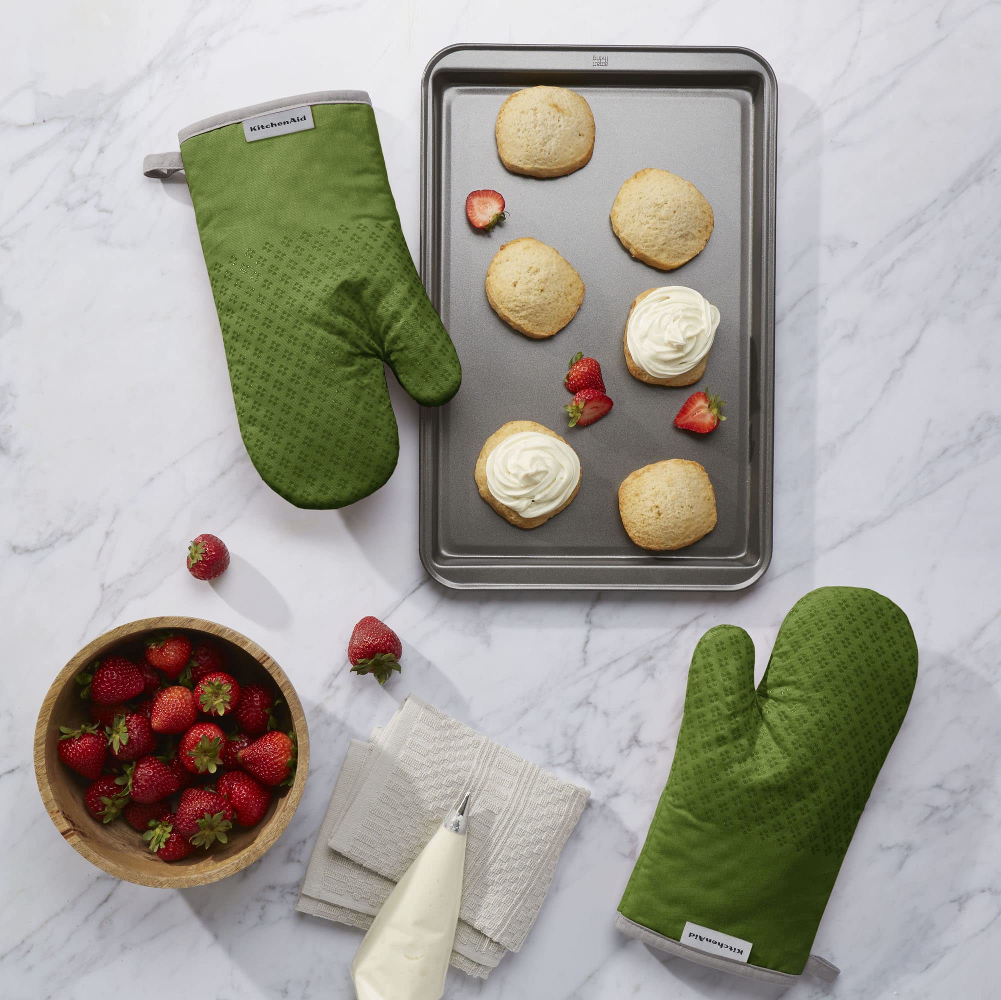 **KitchenAid Asteroid Oven Mitt Set - Heat Resistant, Matcha Green, 7