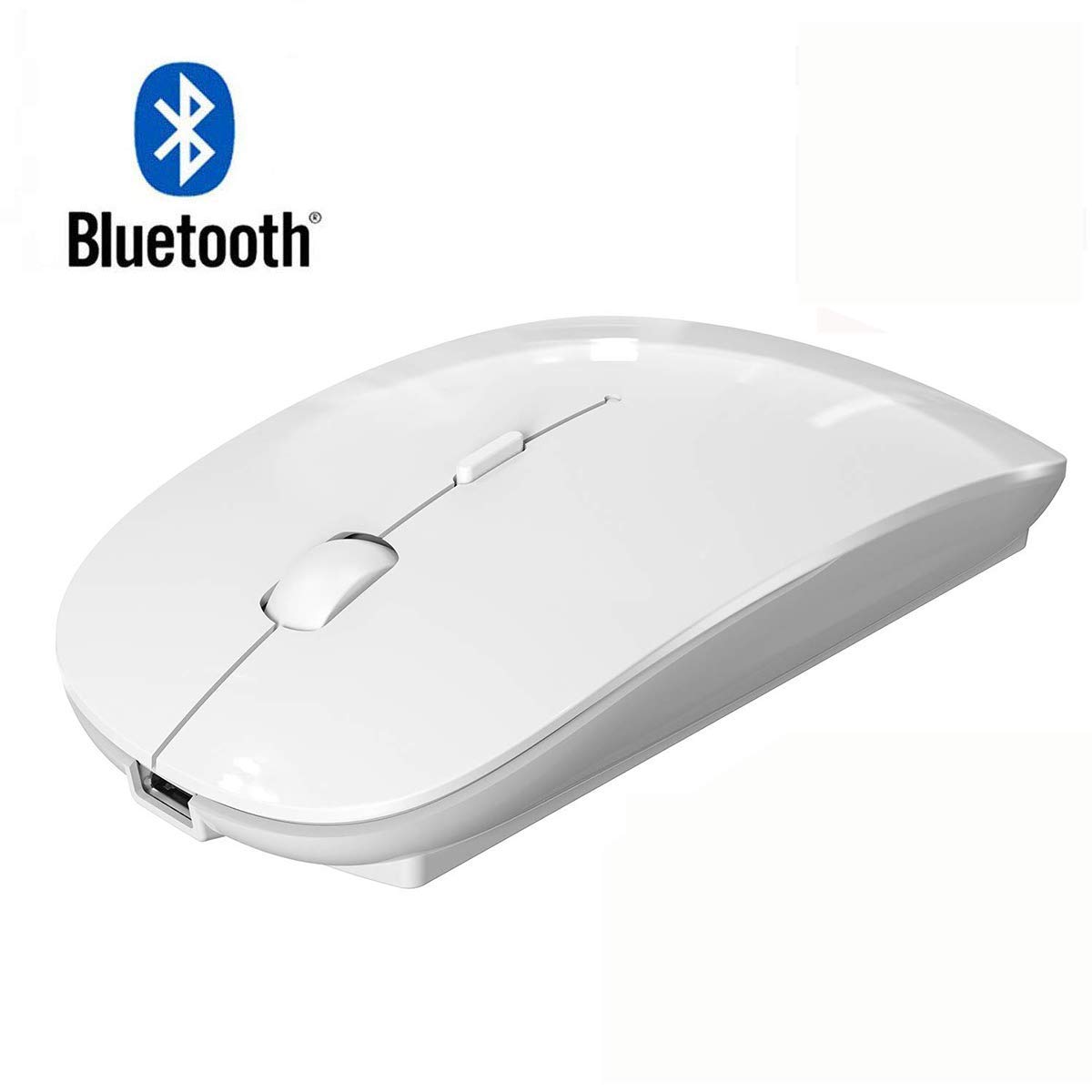 ZERU Rechargeable Bluetooth Wireless Mouse for MacBook Pro/Air, Laptop, PC, Mac, iPad Pro - Ergonomic Silent Click, Long Battery Life - Perfect for Office, Home, Gaming (White)