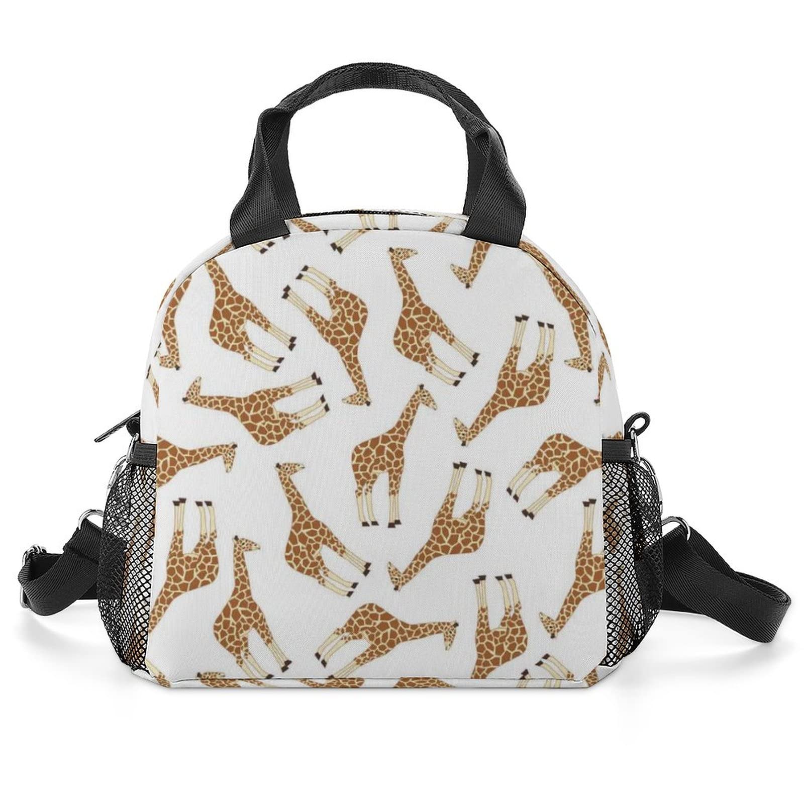 JZDACH Insulated Lunch Bag for Women & Men - Durable Reusable Tote Lunch Box with Adjustable Shoulder Strap - Cute Cartoon Giraffe Design - Perfect for School, Office, Picnic, Camping & Travel