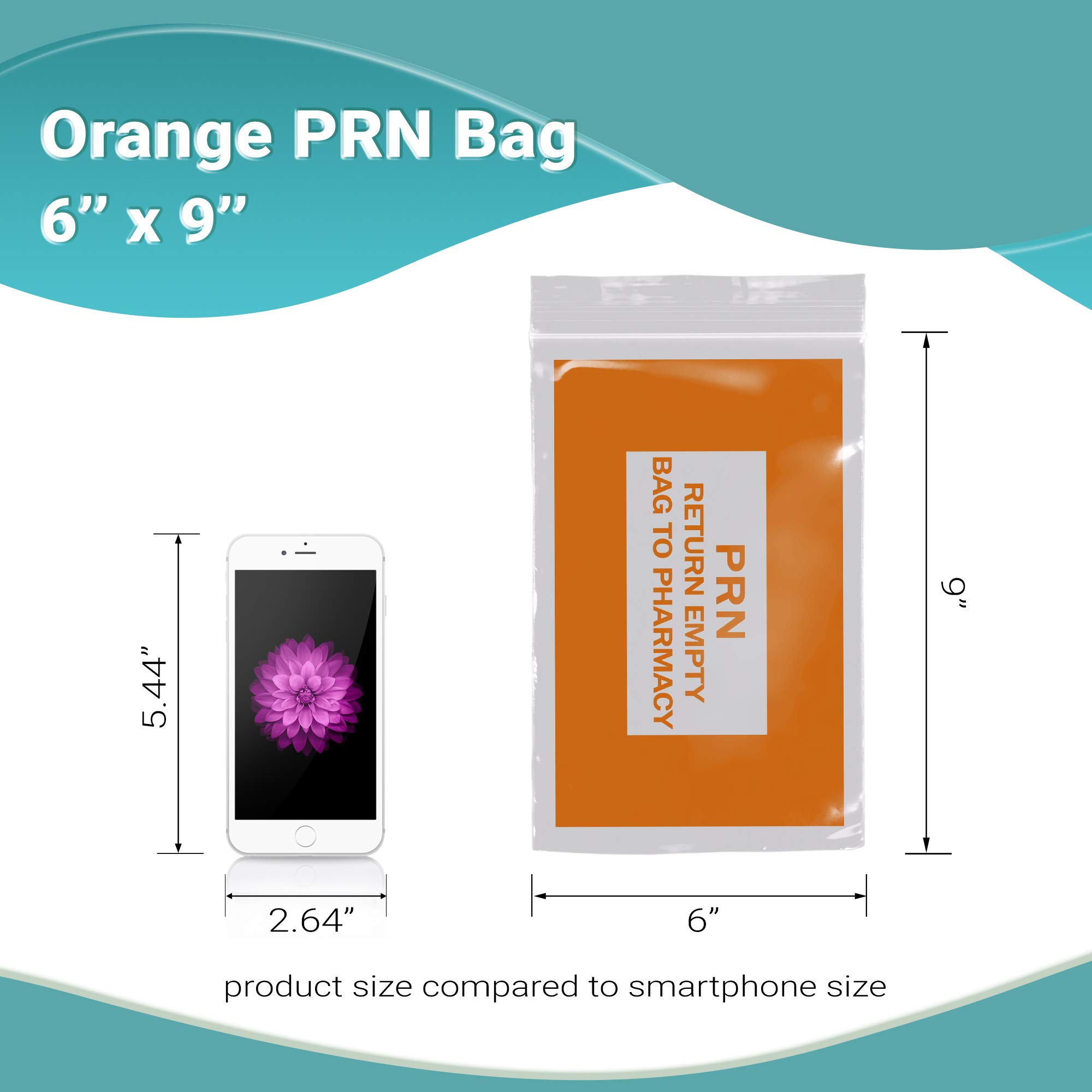 1000 Pack Orange 6x9 Inches 2 Mil Thick Clear Zipper PRN Bags with Secure Seal Closure | Durable Polyethylene Medical Bags for Pharmacy, Hospital, First Aid Kit & Home Healthcare Supplies