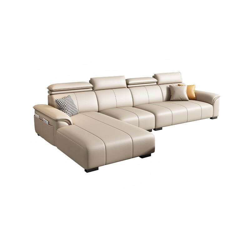 L-Shaped Left Sectional Sofa with Adjustable Headrest - Modern Living Room Couch for Small Spaces, Apartment & Home Theater Seating
