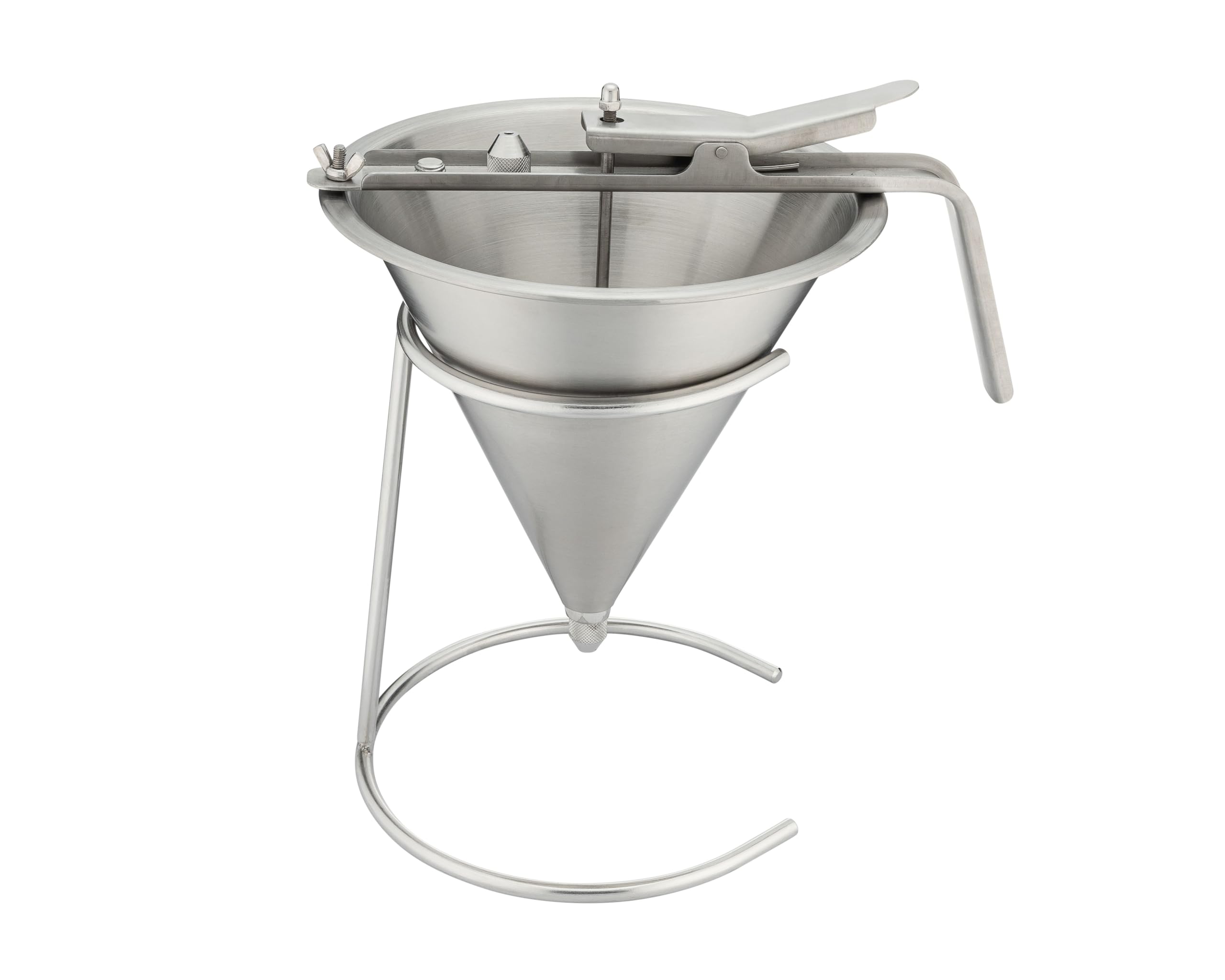 Matfer Bourgeat Professional Bouillon Strainer & Chinois Fine Mesh Sieve with Confectionary Funnel Stand - Perfect for Straining Stocks, Sauces, and Purees in Commercial Kitchens & Home Cooking