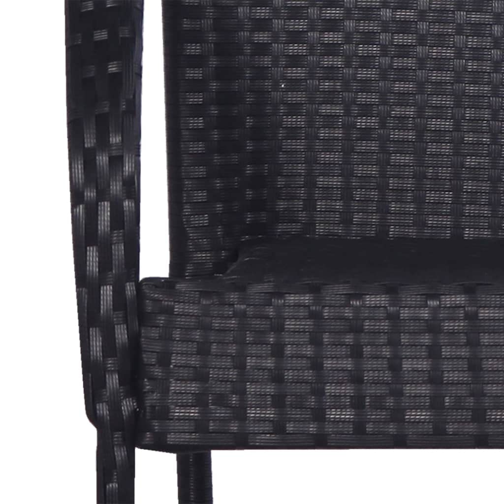 **2-Pack Black Poly Rattan Stackable Patio Chairs - Outdoor Garden, Pool, Backyard Furniture - Durable Wicker Armchairs for Relaxing in Your Lawn, Patio or Deck**