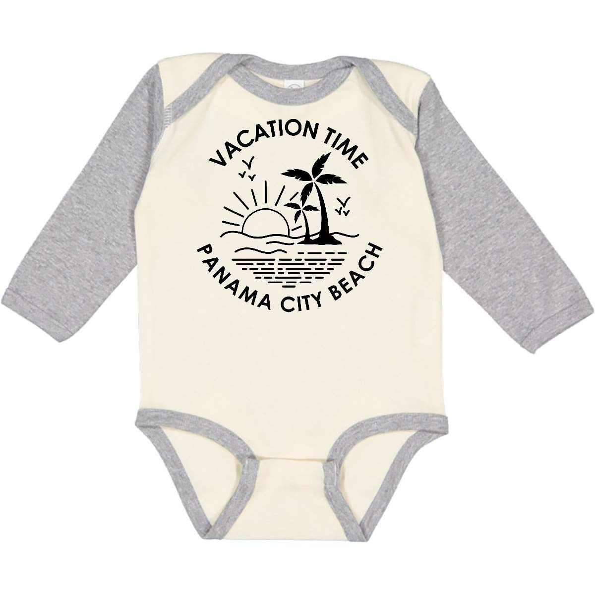 Inktastic Vacation Time in Panama City Beach Long Sleeve Baby Bodysuit - Soft Cotton Creeper for Boys & Girls - Perfect Beach Outfit & Family Vacation Wear