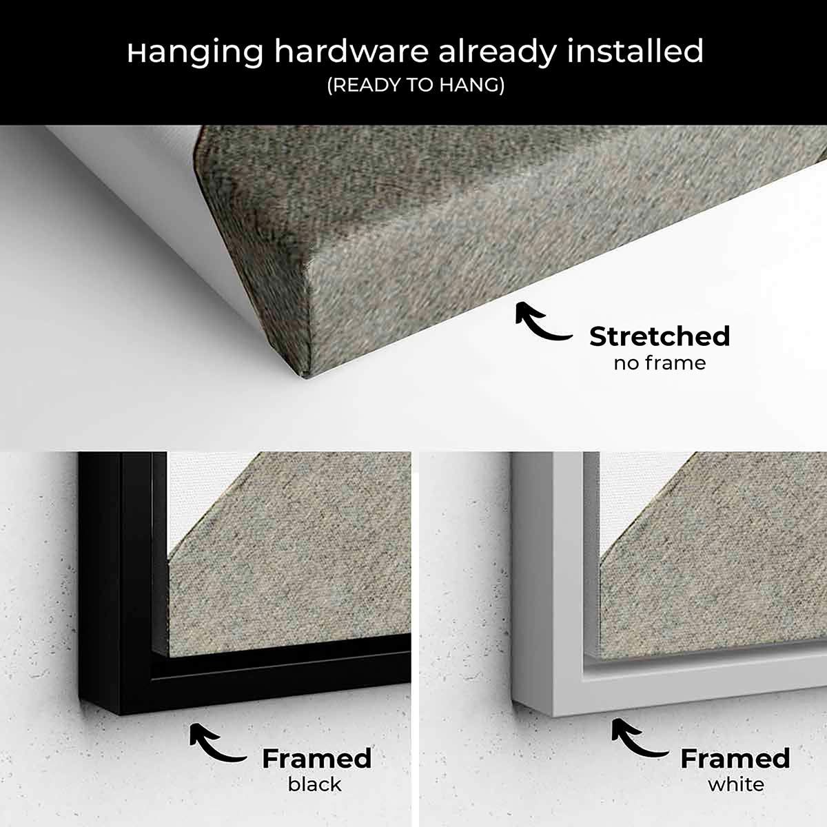Grey Fabric Wall Art Canvas 6018 - Modern Abstract Textured Hanging Decor for Living Room, Bedroom & Office