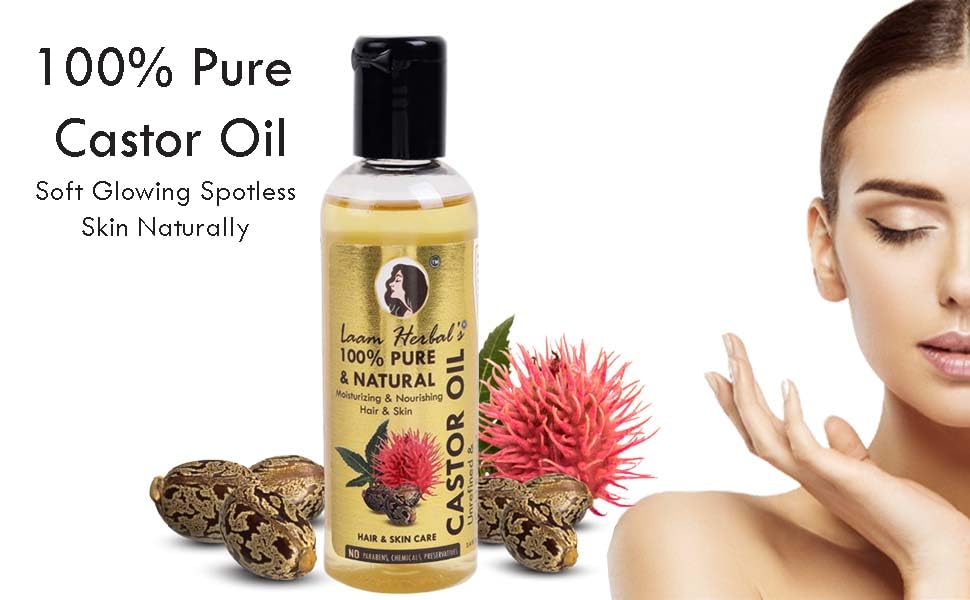 Organic Cold Pressed Castor Oil (Erand Ka Tel) by Laam Herbals - Pure & Natural for Hair Growth, Skin Care & Health Benefits | Perfect for DIY Beauty, Massage & Home Remedies
