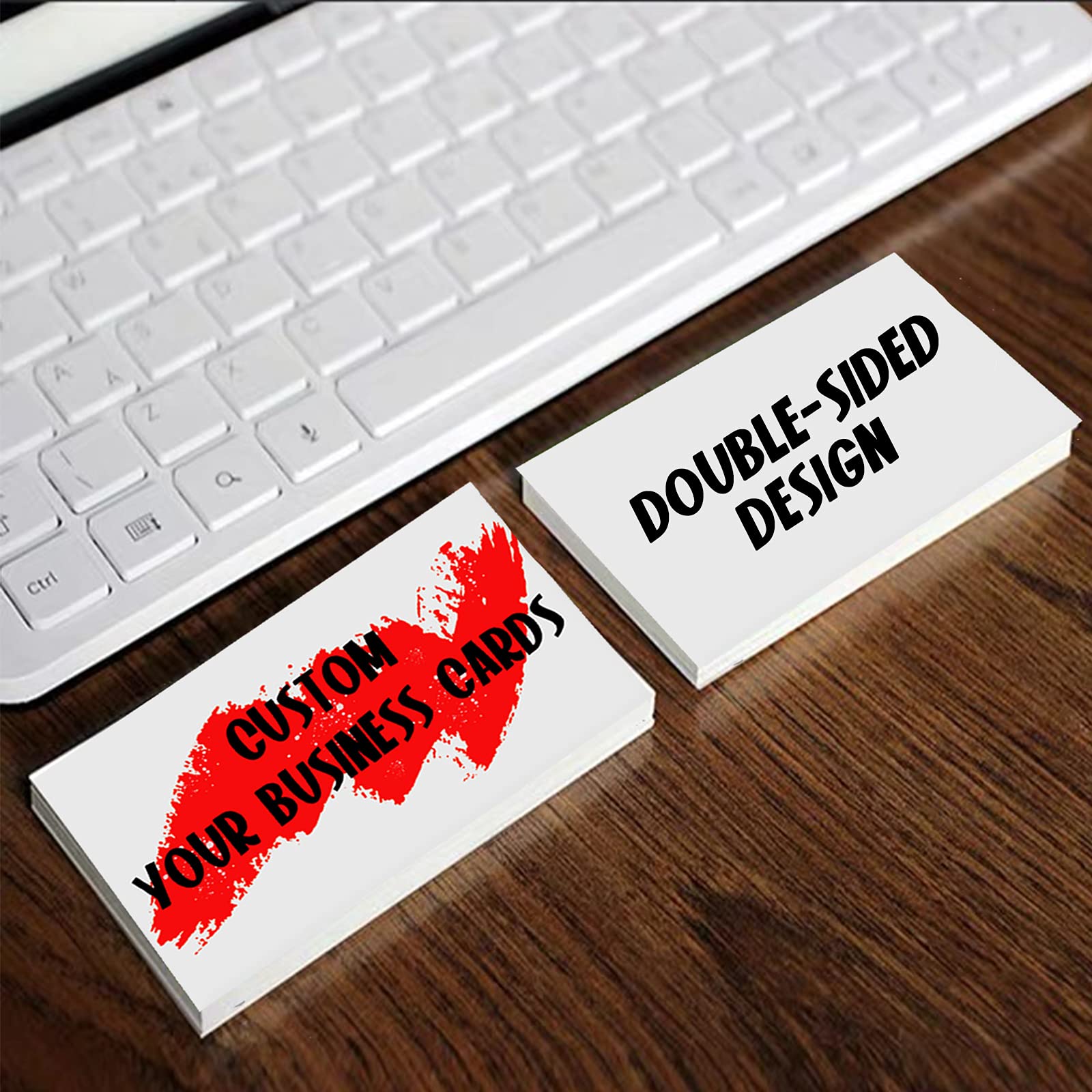 Custom Business Cards with Logo & Text - 300GSM Thick Waterproof Paper - Double-Sided Printing - 200pcs with Free Card Case - Perfect for Networking, Corporate Branding & Professional Meetings