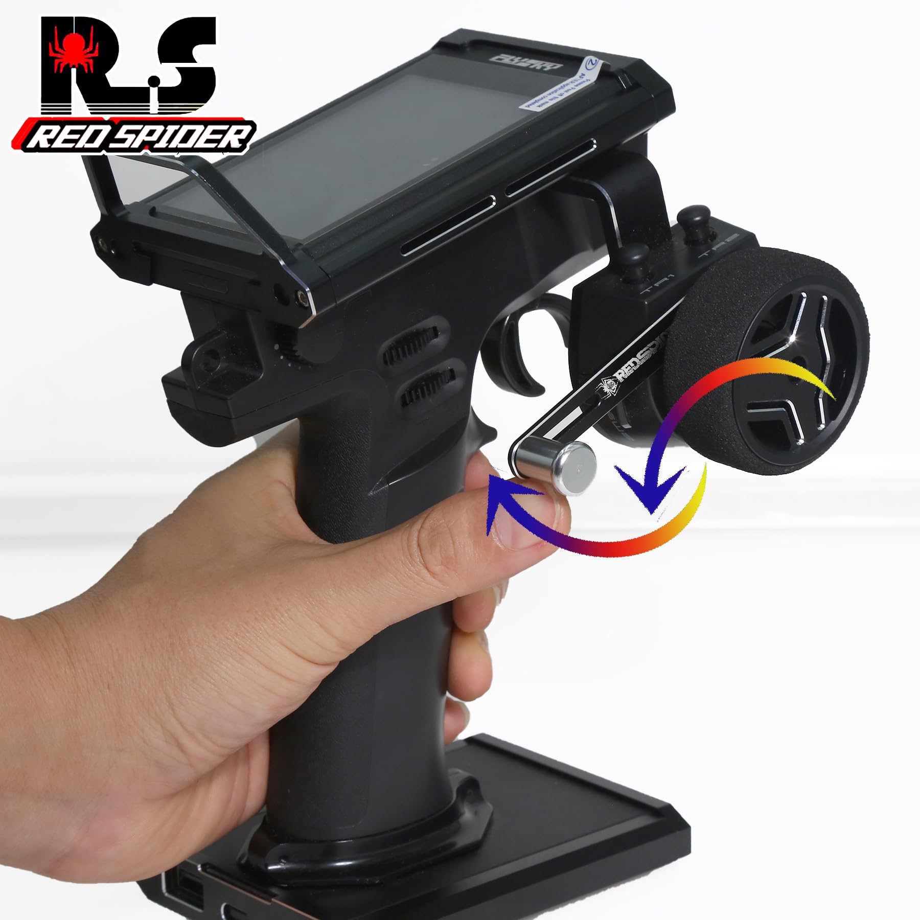 REDSPIDER RC Steering Wheel Trigger - One-Handed Control Adapter for Flysky NB4/NB4 Pro Controller - Carbon Fiber Upgrade Part - Perfect for Drift Racing & Precision RC Car Control (Black)