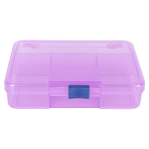 5 Compartment Grid Organizer Box with Sliding Buckle - Purple Jewelry Storage Case for Rings, Earrings & Fake Nails | Perfect for Travel, Vanity & Gift Organization