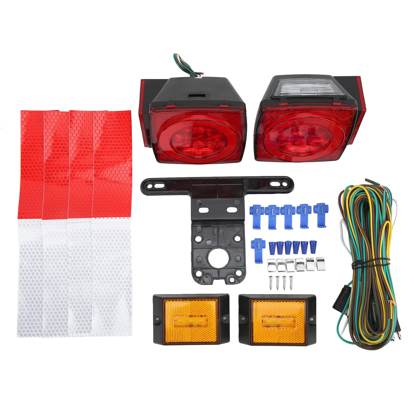 Waterproof 12V LED Trailer Light Kit - High Brightness Square Red Tail Lights for Trucks, Boats & Trailers (Up to 80in Wide) - Durable Sealed Design for Marine, RV & Towing Applications