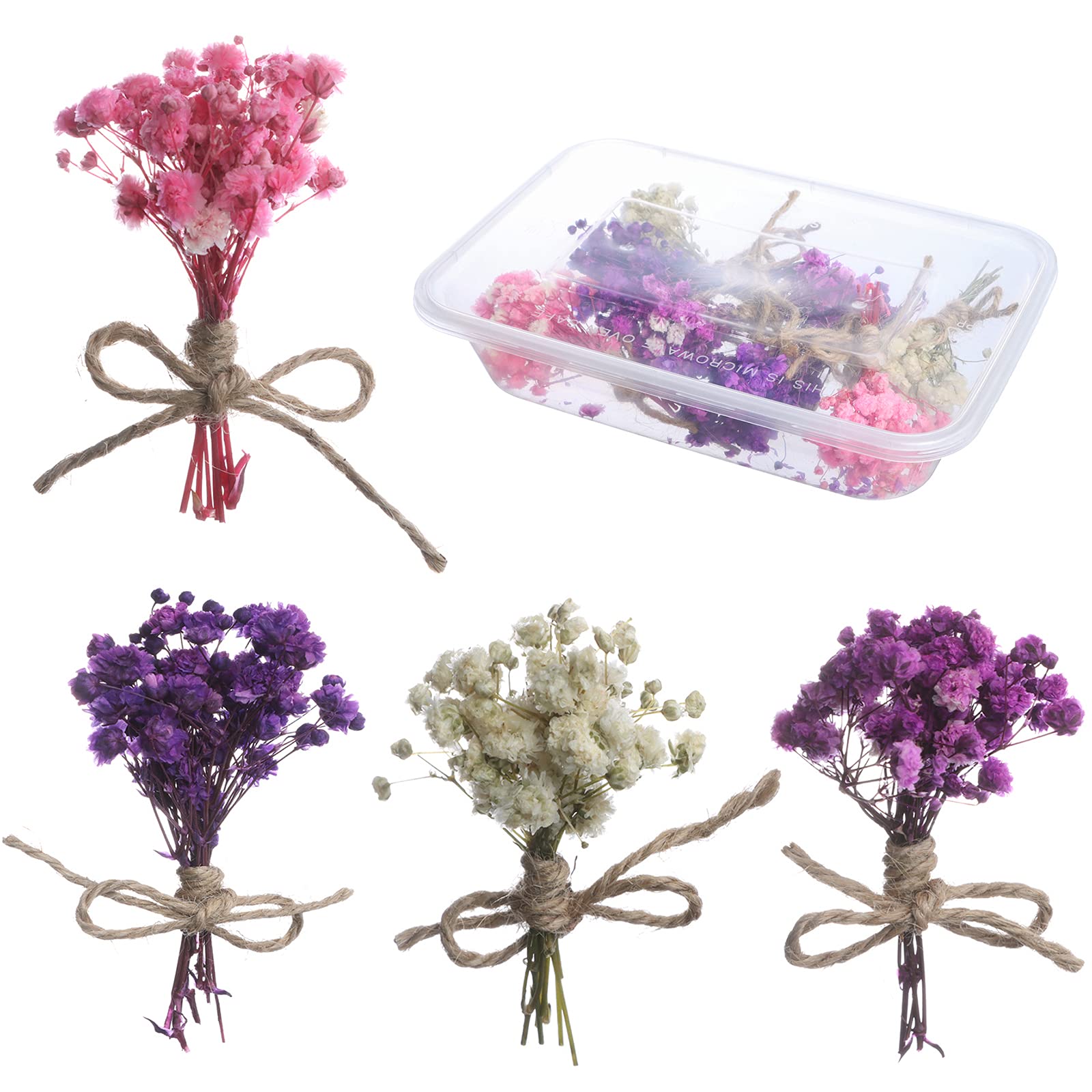 8Pcs Mini Gypsophila Bouquets - Natural Dried Flowers with Lagurus & Leaves for DIY Crafts, Wedding Decor, Photo Props, Home Decoration | Perfect for Rustic Weddings, Boho Home Decor & Gift Wrapping