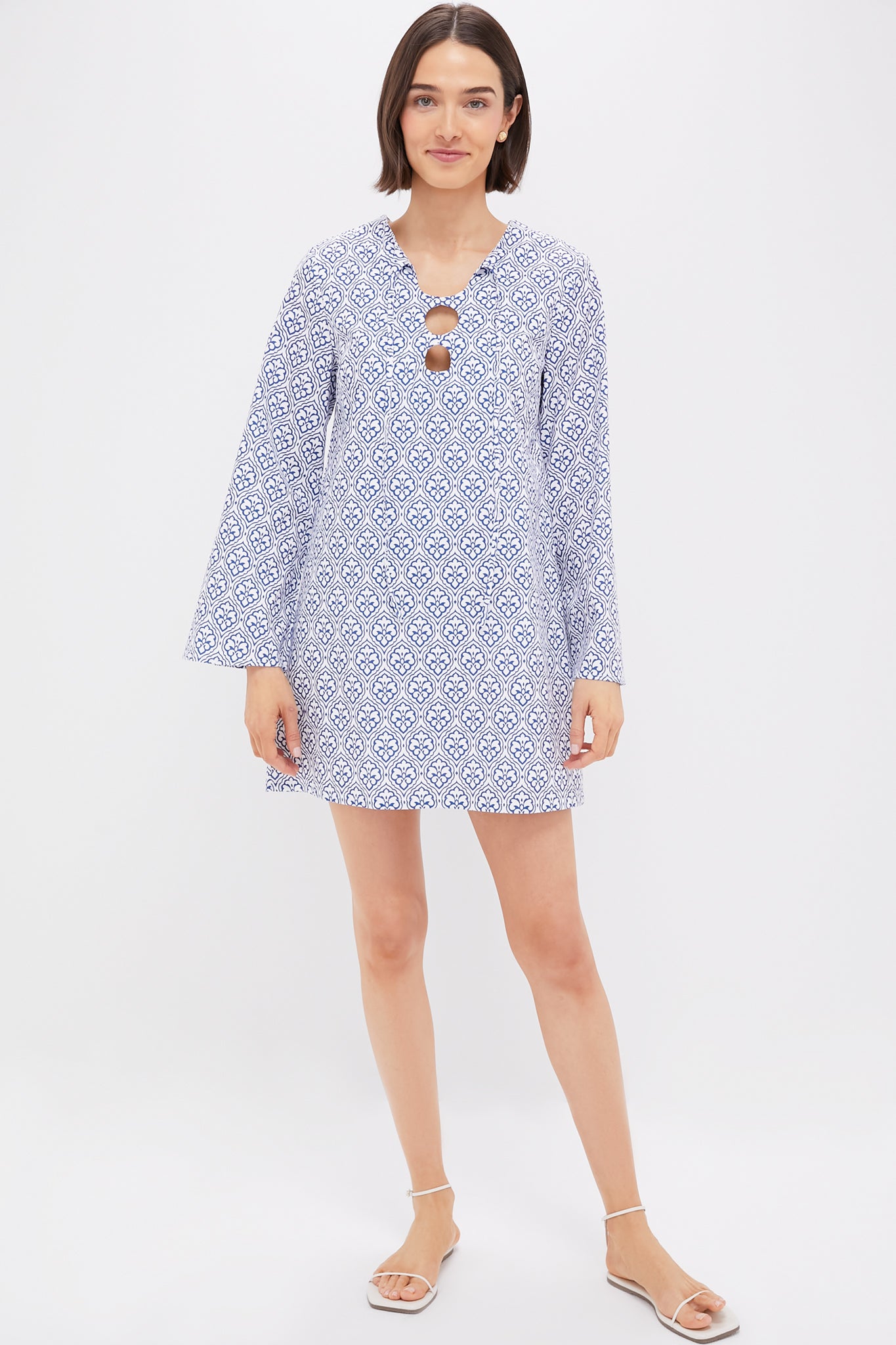 Blue Quatrefoil Blake Mini Dress - Floral Print Summer Party Cocktail Dress for Women | Perfect for Weddings, Date Nights & Beach Vacations