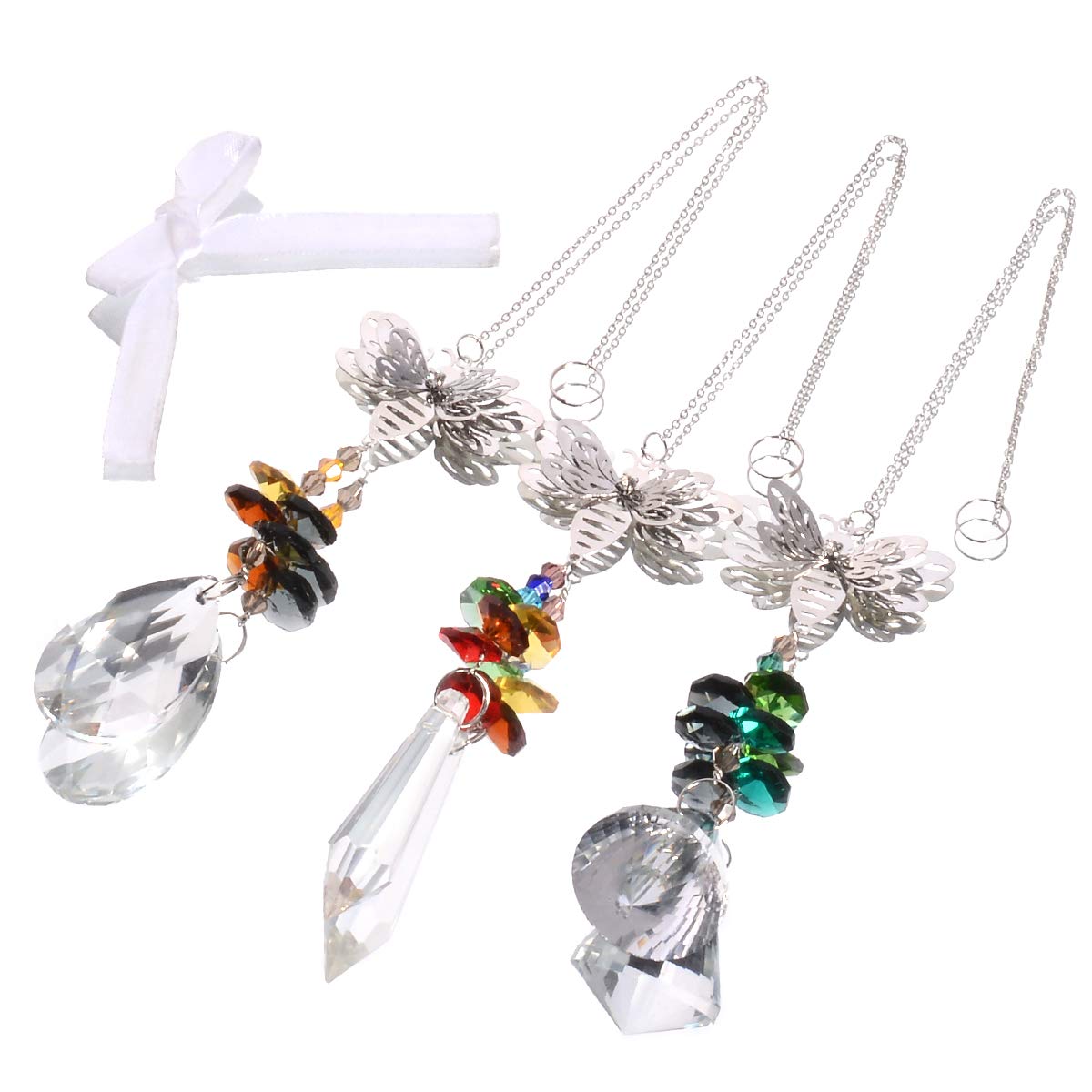 Rainbow Maker Crystal Glass Prisms Suncatcher - Set of 3 Handcrafted Sun Catchers for Window Decor, Garden Ornament & Home Stained Glass Effect - Creates Beautiful Rainbow Reflections Indoor/Outdoor