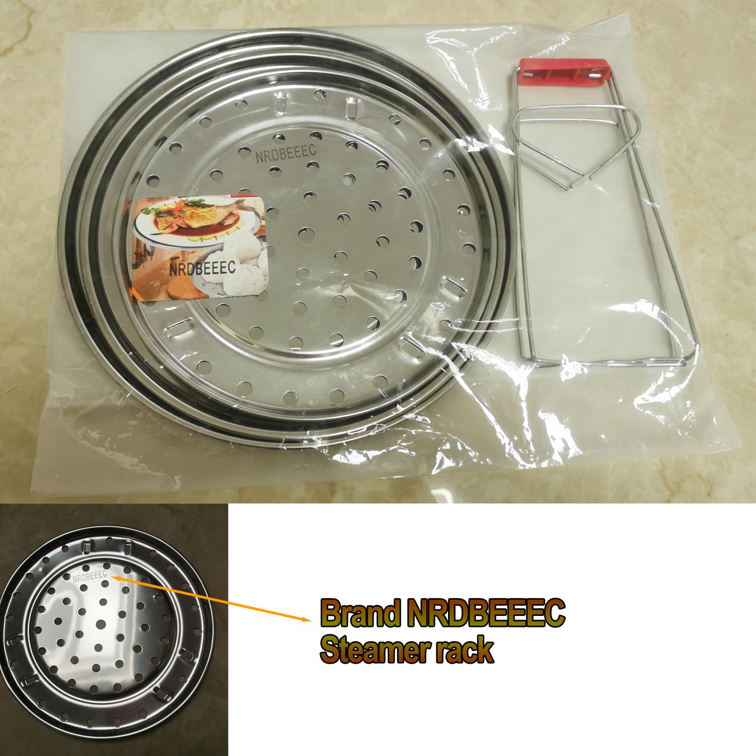 Stainless Steel Steamer Rack Set - 3 Pack with Clip (7.6