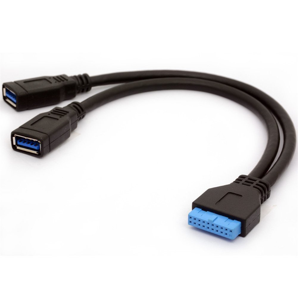 Nightwolf® 16-Inch USB 3.1 Type C Female to USB 3.0 Motherboard 19-Pin Header Y Splitter Cable - High-Speed Data Transfer for PC Builds, Motherboard Extensions & Internal Computer Upgrades