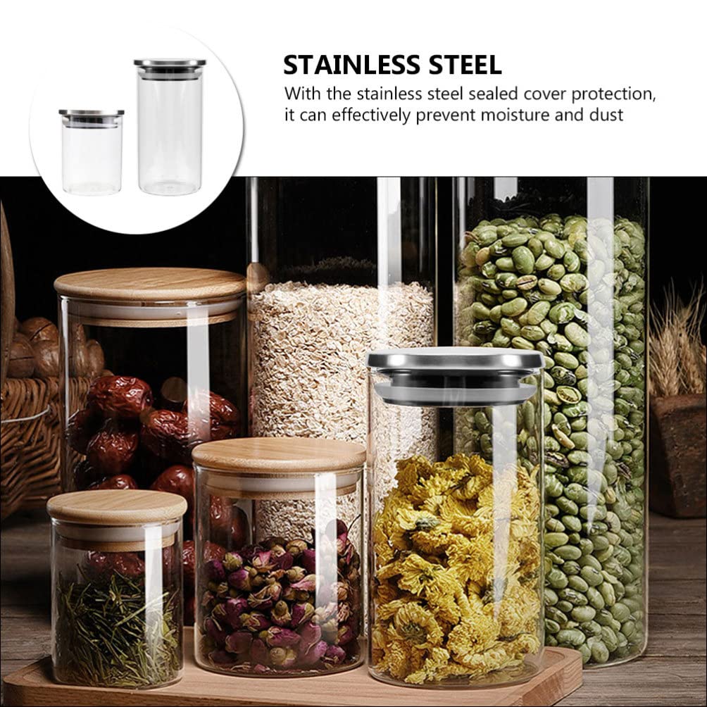 FOMIYES 2-Pack Clear Glass Storage Jars with Airtight Lids - Food Safe Kitchen Canisters for Sugar, Flour, Coffee, Candy & Spices | Pantry Organization & Countertop Decor