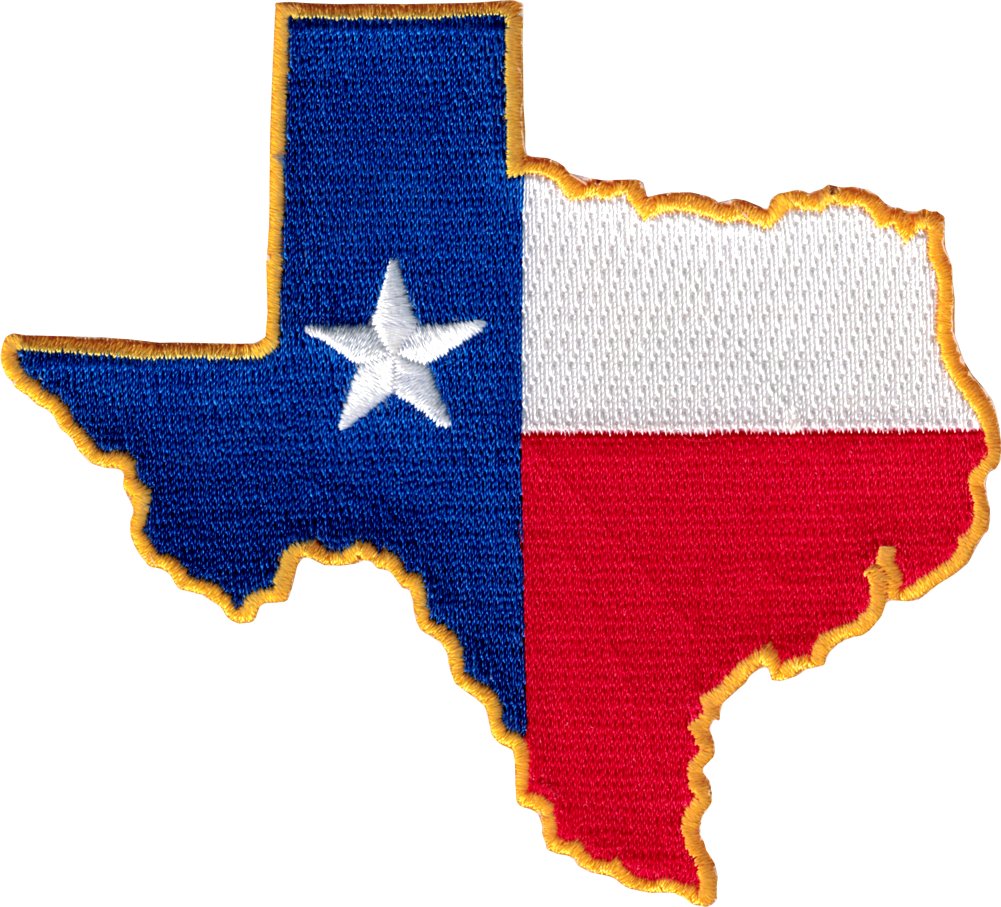 Texas Flag State Cut Out - Embroidered Iron On or Sew On Patch for Jackets, Hats & Bags | Durable State Pride Decoration for Texans & Collectors