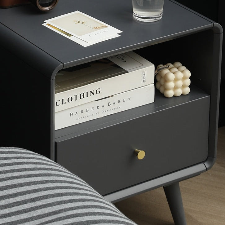 BROOKE MARRIOTT Scandinavian Nightstand - Solid Wood Nordic Bedside Table (Walnut, Gray, Black, White) - Perfect for Modern Bedrooms & Cozy Home Decor
