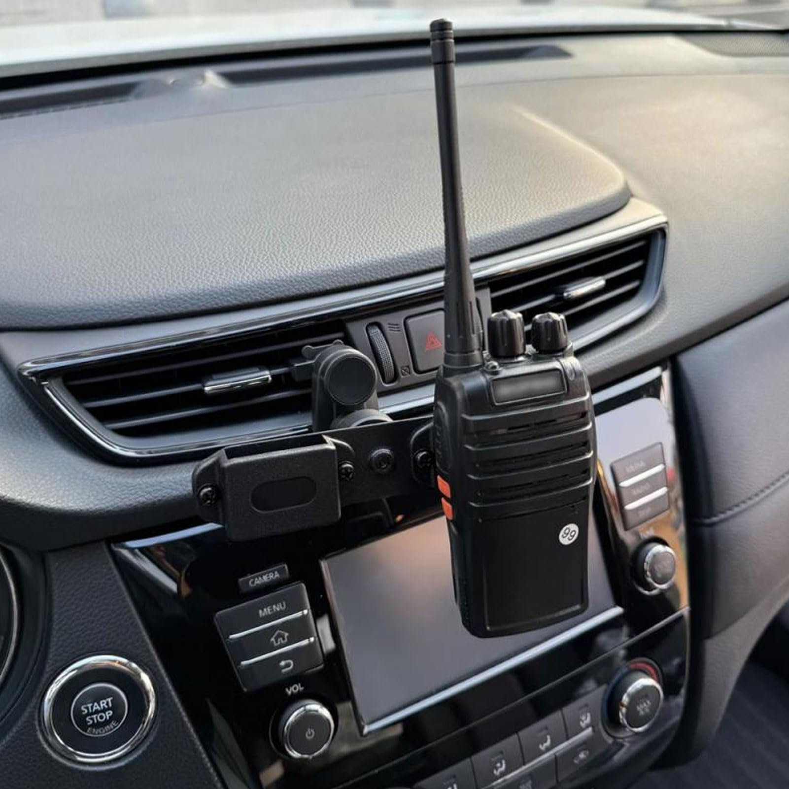 Dual Walkie Talkie Car Vent Mount - Adjustable Hook Holder for Icom & 2-Way Radios | Secure Handheld Radio Mount for Truck, RV & Emergency Use