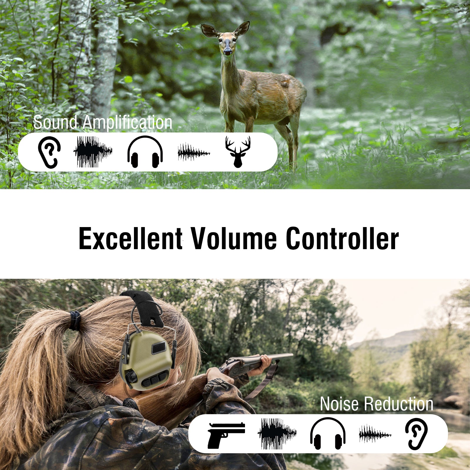 Raddy S22 Electronic Shooting Earmuffs - NRR 22dB Noise Canceling & Sound Amplification for Hunting, Shooting Range & Outdoor Sports (Discontinued)