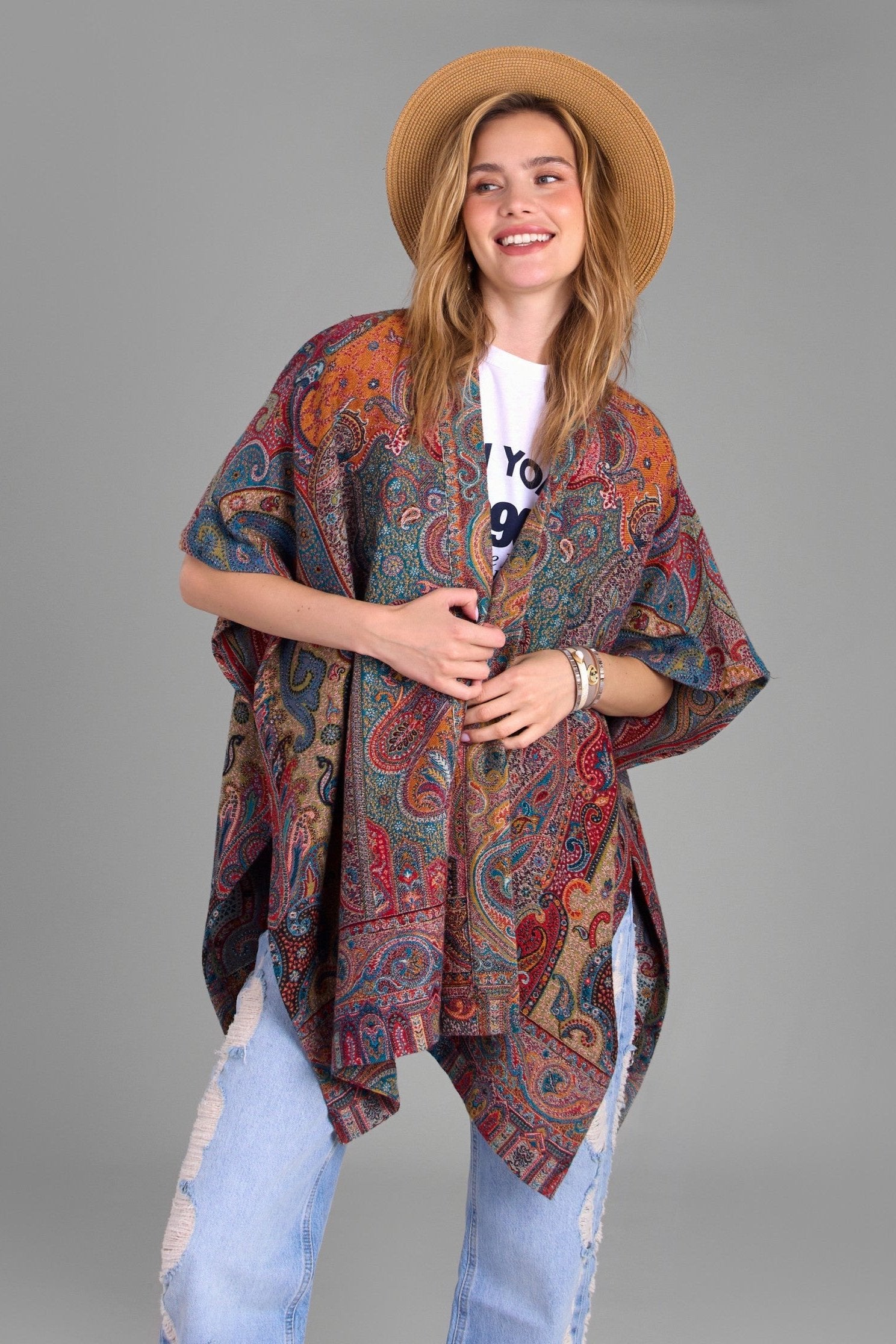 Regal Rococo Poncho - Elegant Women's Shawl Wrap for Fall & Winter - Perfect for Parties, Weddings & Outdoor Events
