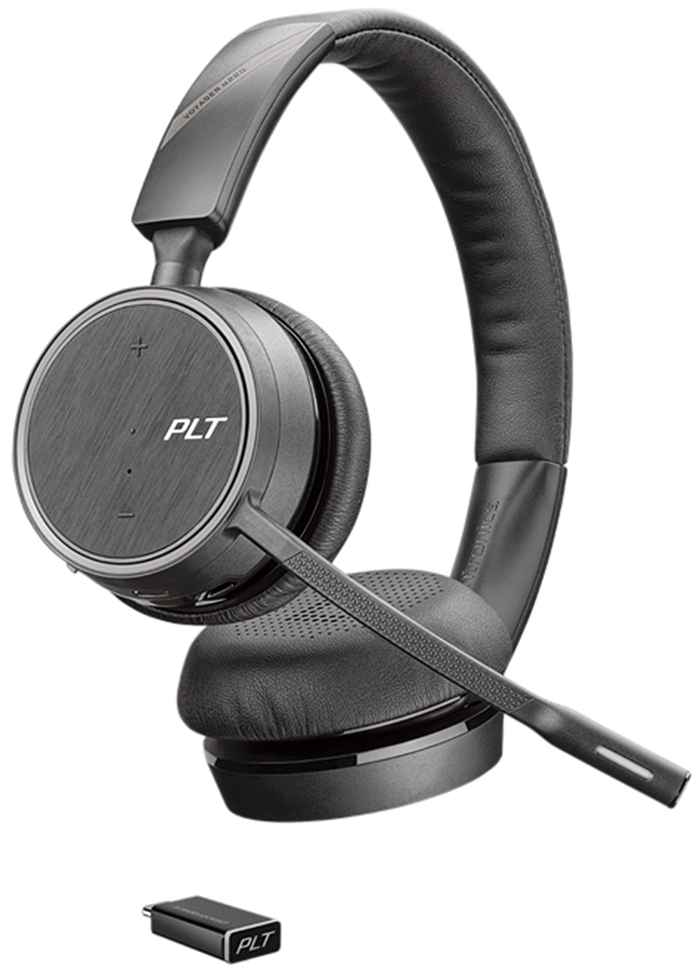 Poly Voyager 4220 UC USB-C Bluetooth Stereo Headset with Noise Canceling - Dual-Ear Wireless Headphones for PC, Mac & Desk Phone - Compatible with Teams, Zoom & UC Platforms - Perfect for Remote Work, Online Meetings & Call Centers