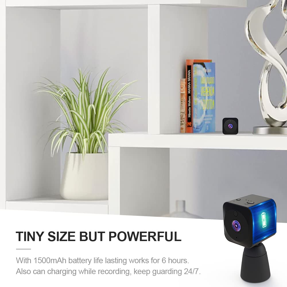 4K HD Mini Wireless WiFi Security Camera - Indoor Home Surveillance, Pet & Nanny Cam with Motion Detection & Night Vision | APP Control, Battery Powered | Perfect for Baby Monitoring, Room Security & Pet Watching