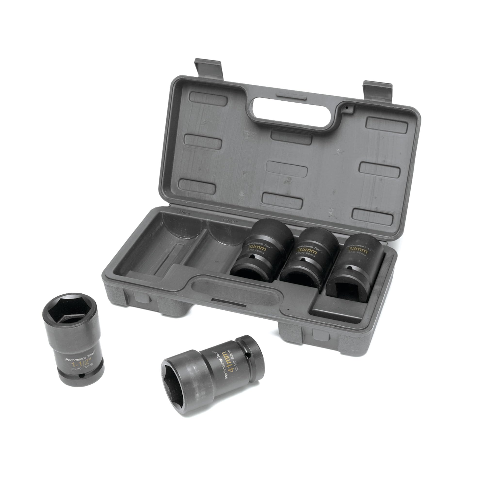 Performance Tool W89315 5-Piece 1-Inch Drive Budd Wheel Socket Set - Metric & SAE Sizes for Heavy-Duty Truck & Trailer Wheel Maintenance