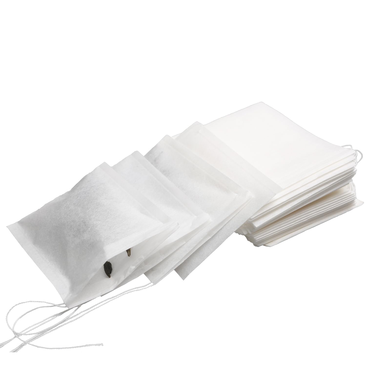 Eketirry 100pcs Unbleached Tea Filter Bags - Natural Wood Pulp Paper, Drawstring Disposable Tea Bags for Loose Leaf Tea (1.97x2.76 Inch, White) - Perfect for Home Brewing, Iced Tea & Herbal Infusions